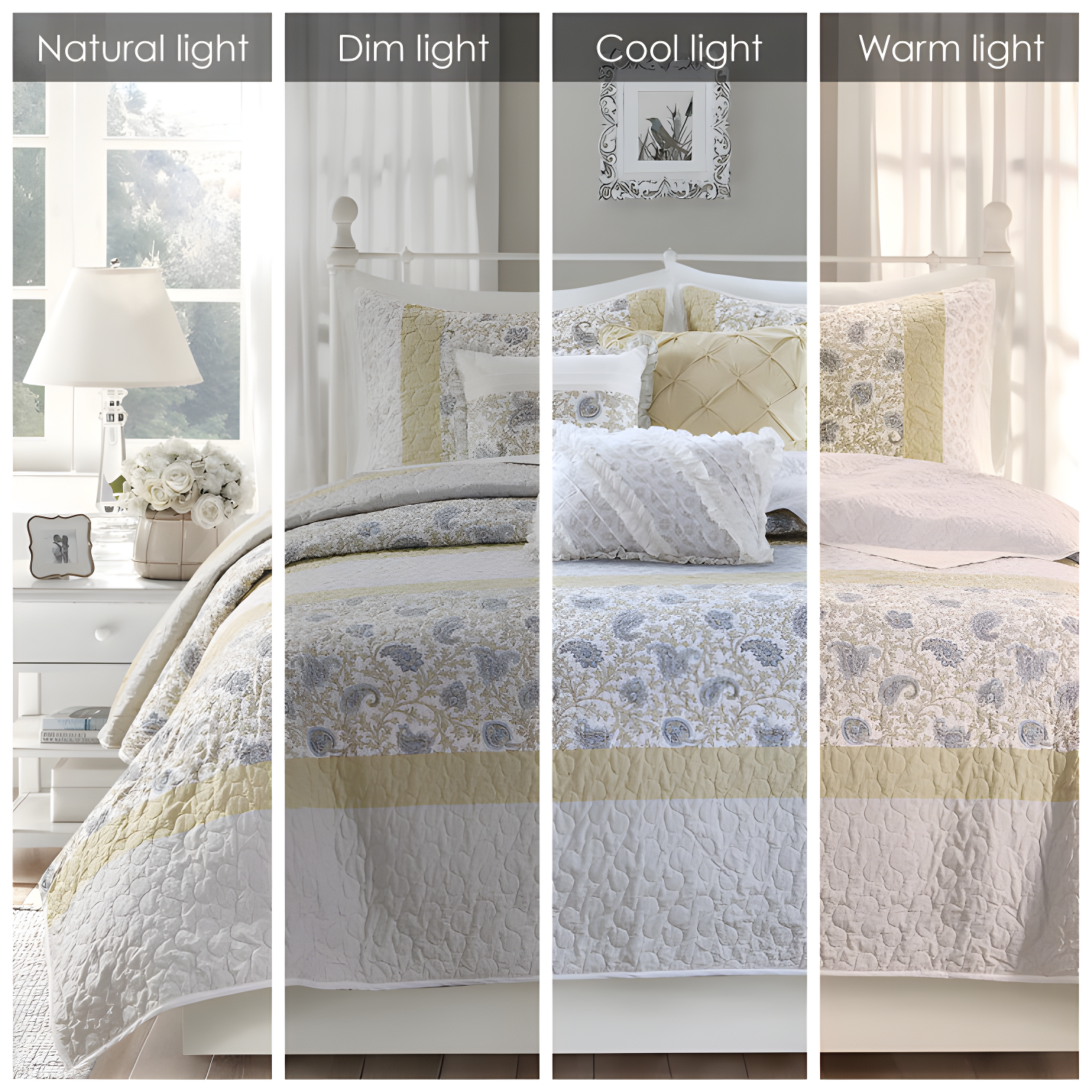 Dawn 6 Piece Cotton Percale Quilt Set with Throw Pillows