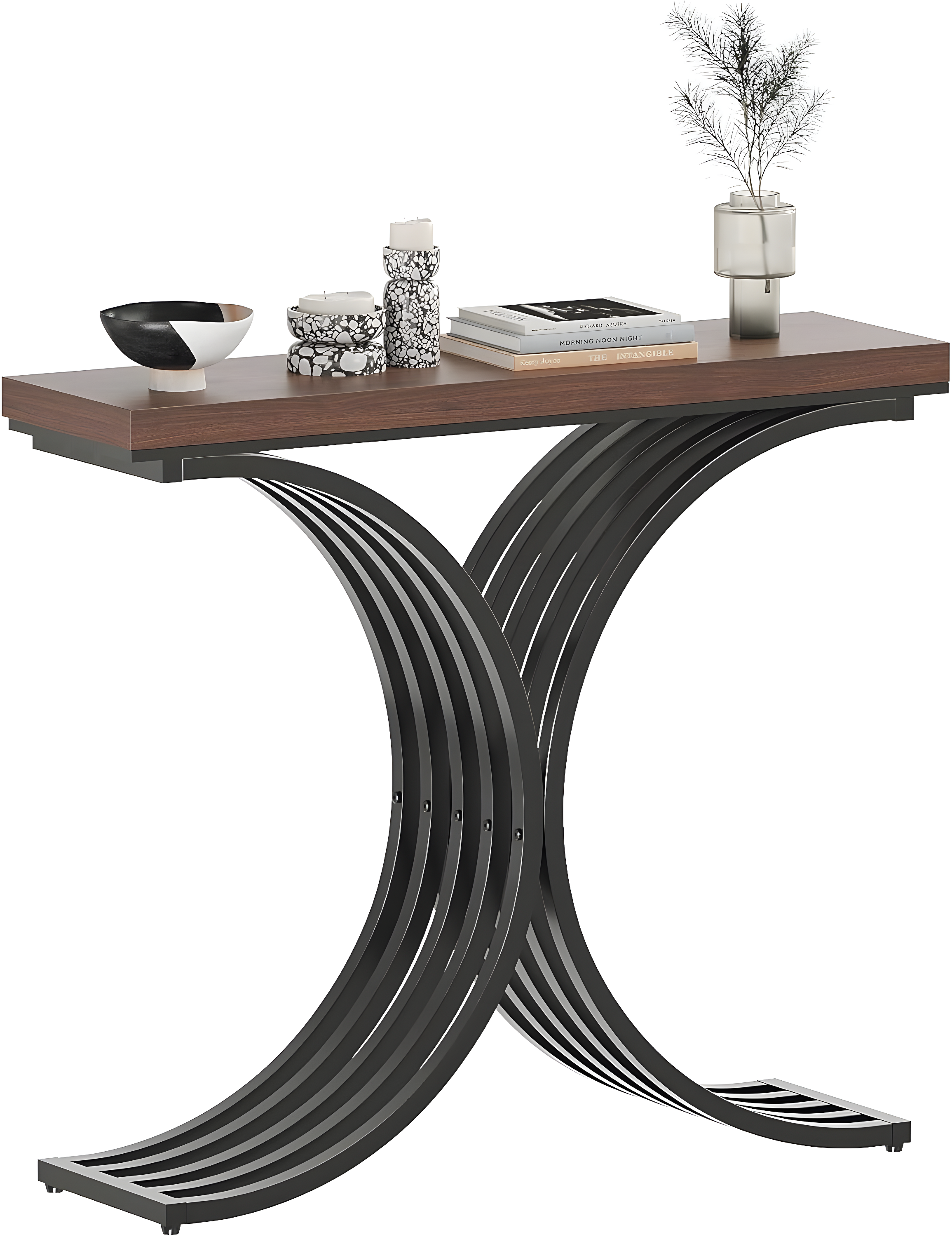 Console Table - Entryway Table for Living Room, Modern Sofa Accent Table with White Faux Marble Top