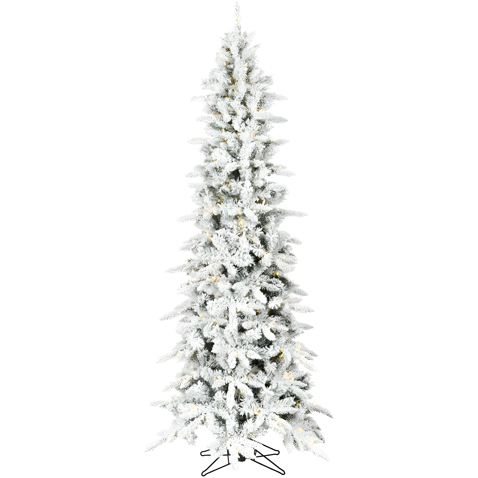 Slender Flocked Pine Christmas Tree with LED Lights