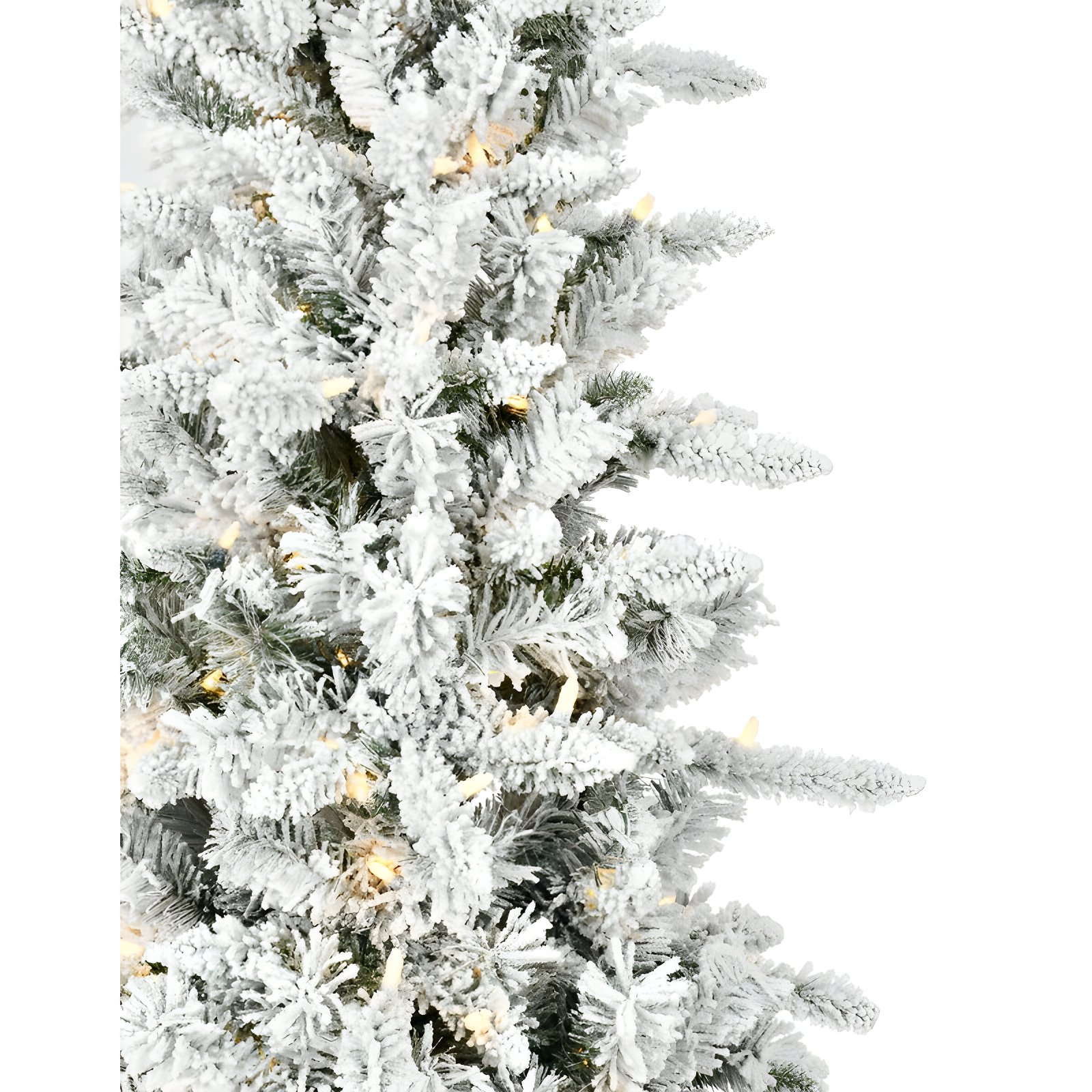Slender Flocked Pine Christmas Tree with LED Lights