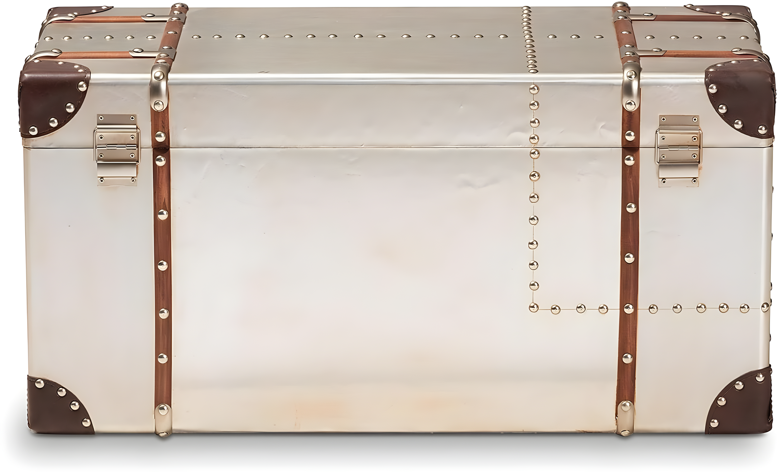Baxton Studio Bechet French Industrial Silver Metal Storage Trunk