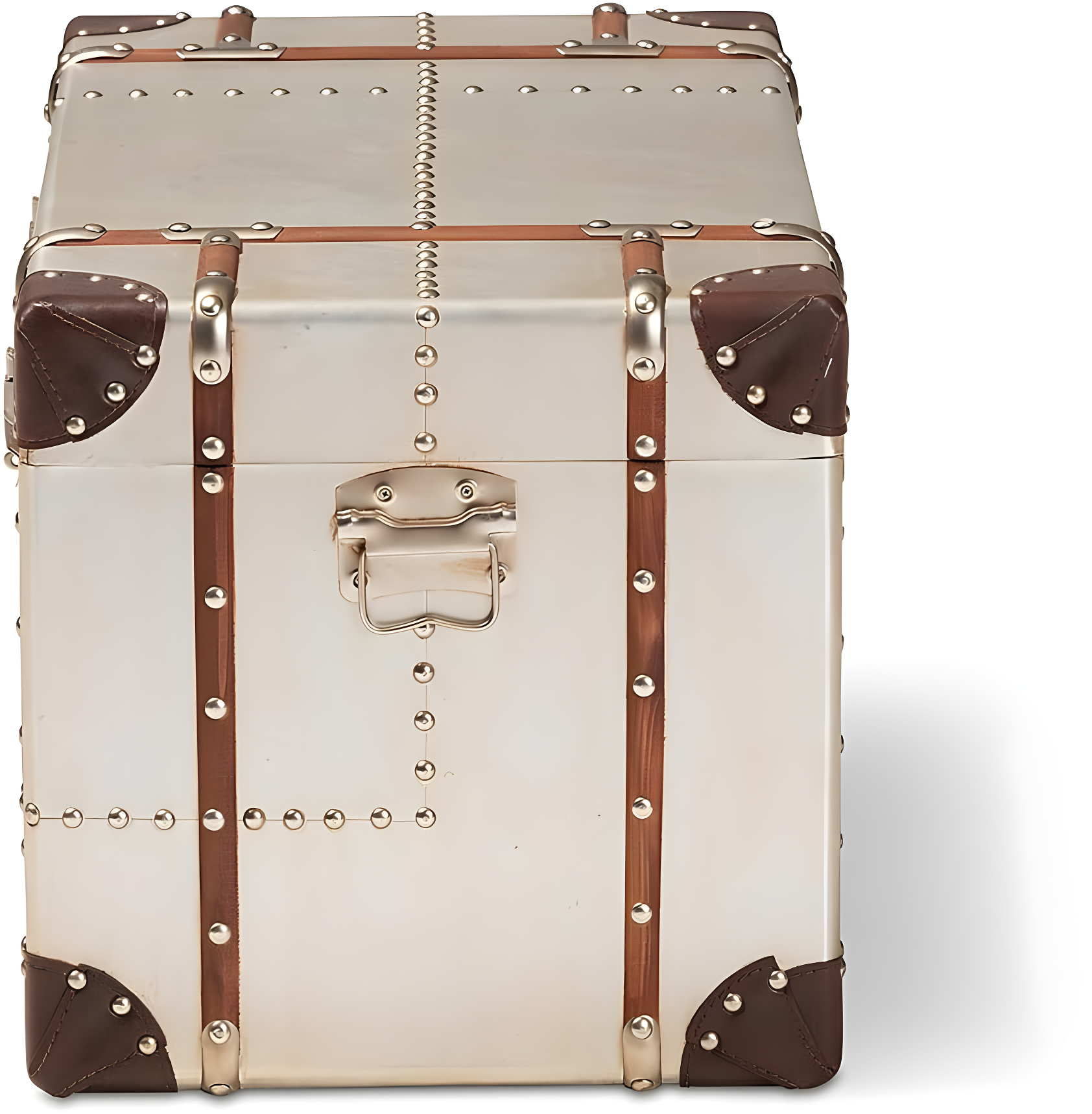 Baxton Studio Bechet French Industrial Silver Metal Storage Trunk
