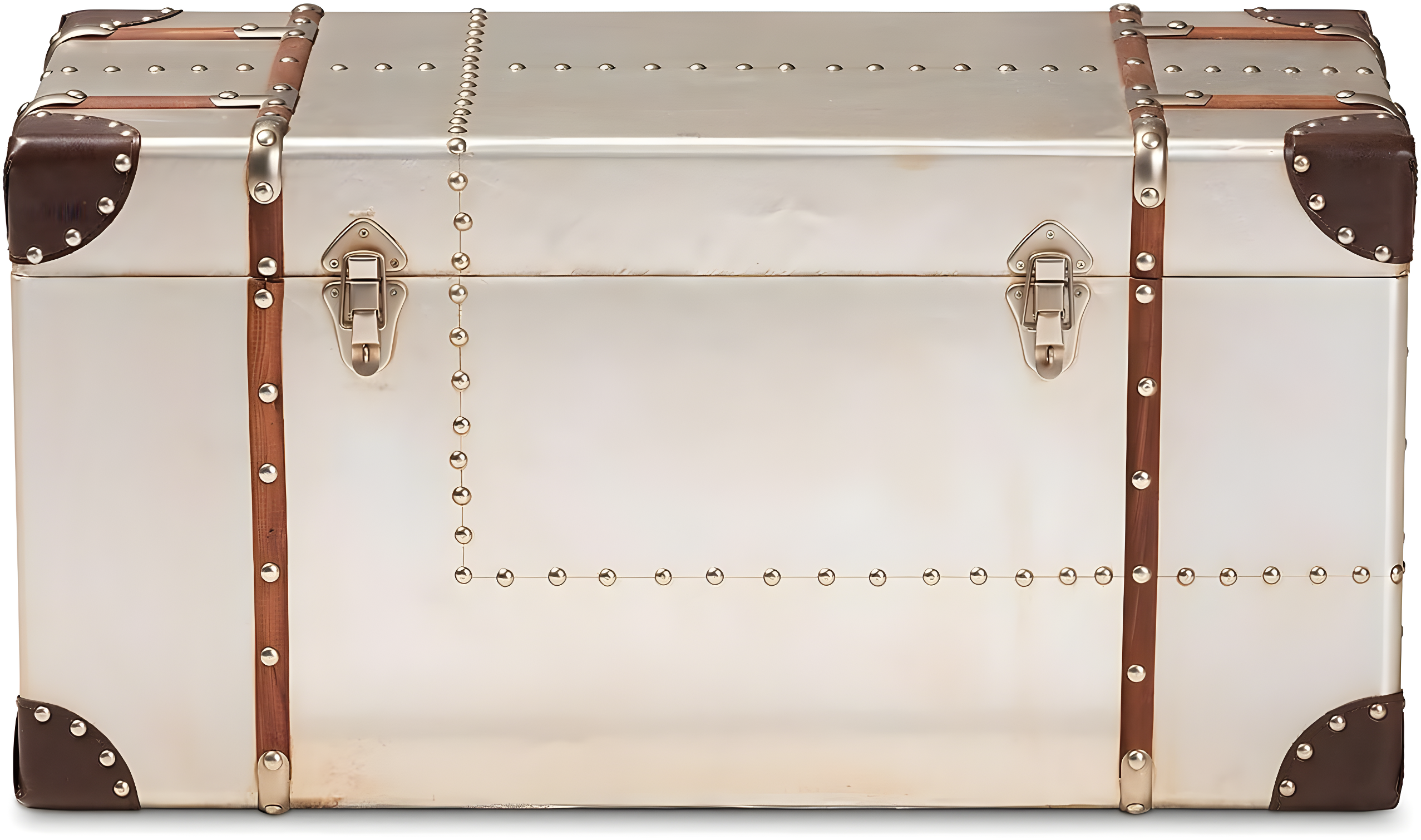 Baxton Studio Bechet French Industrial Silver Metal Storage Trunk