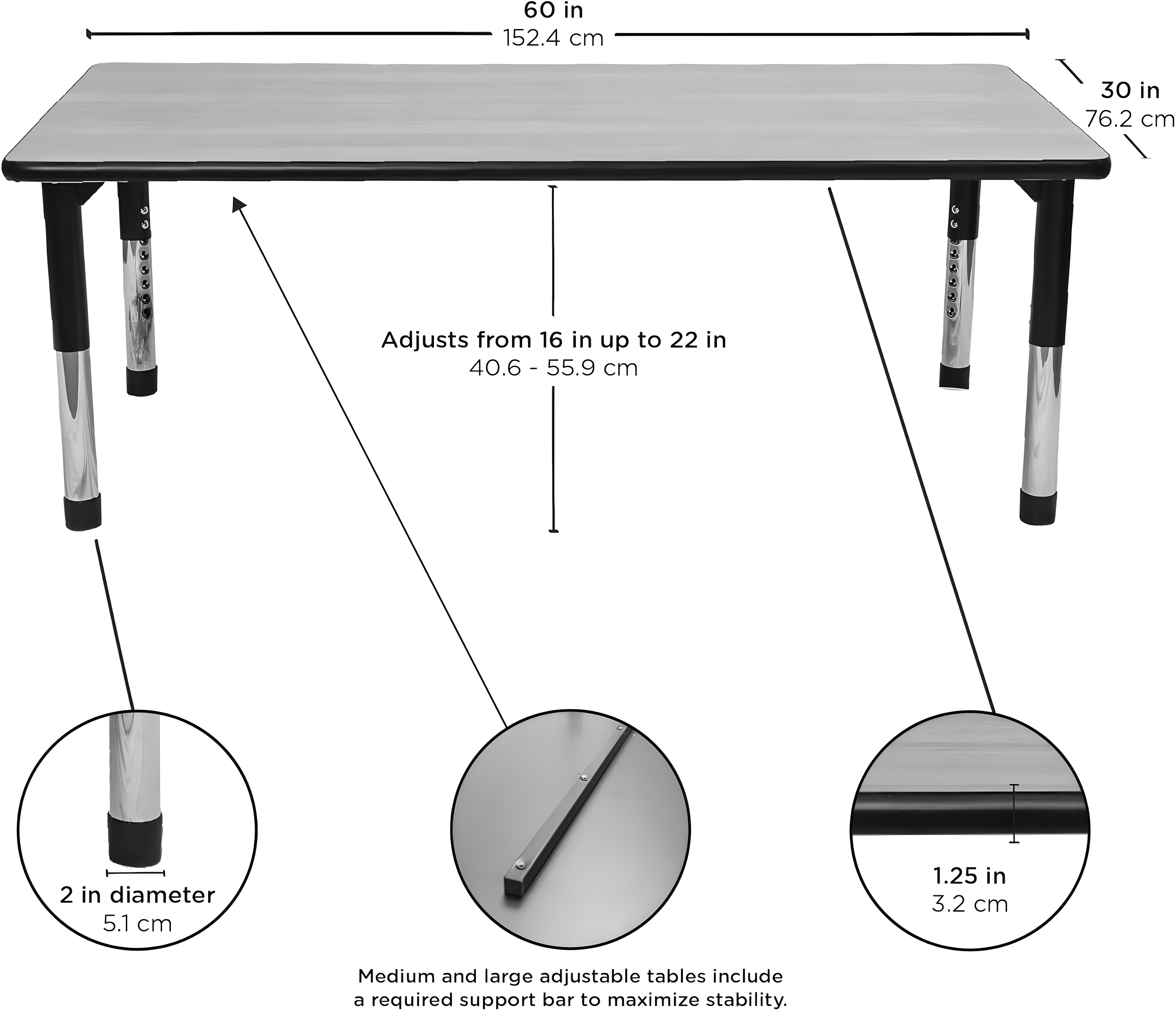 AS WE GROW Rectangular Adjustable Table