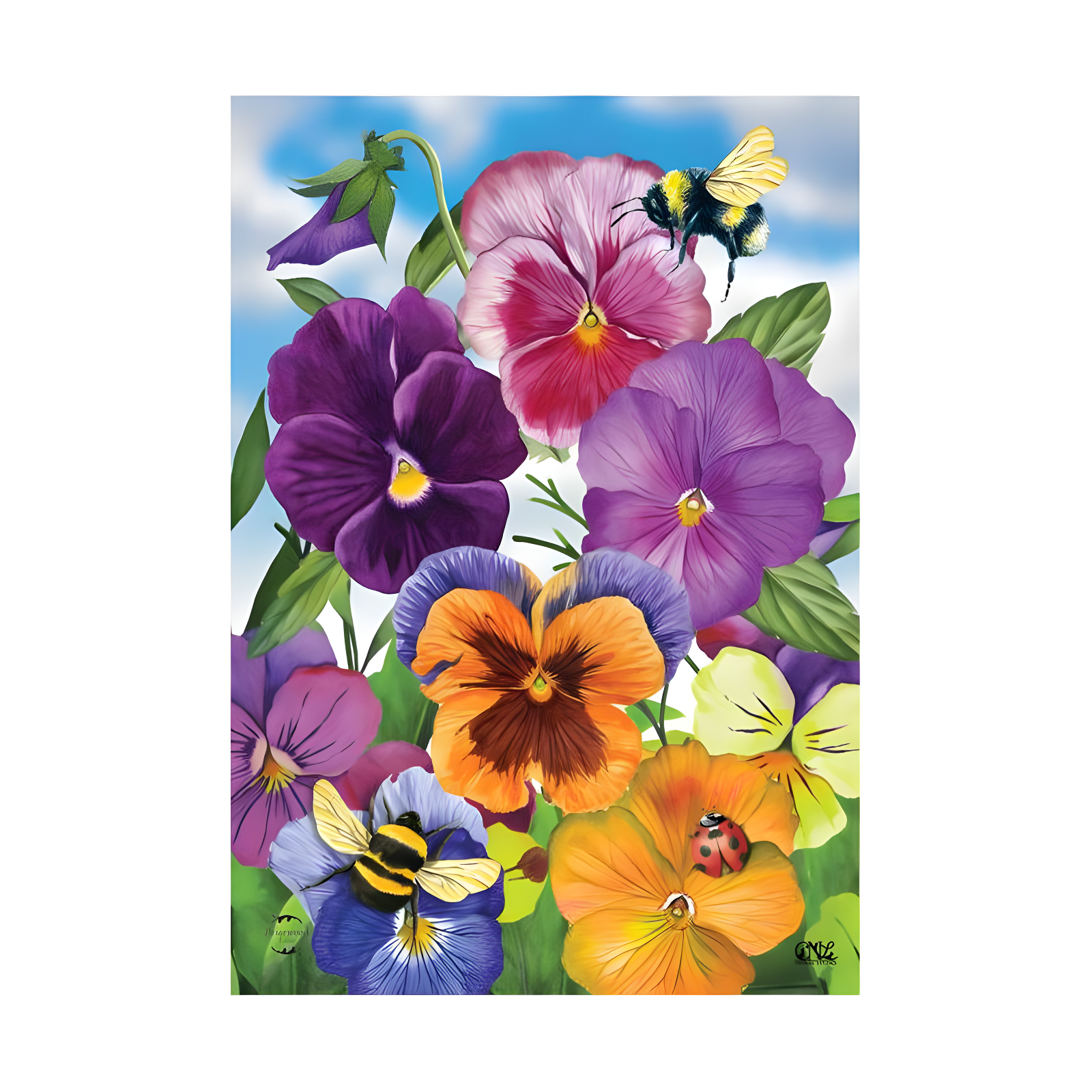 Pansies Spring House Flag 28 x 40 Briarwood Lane