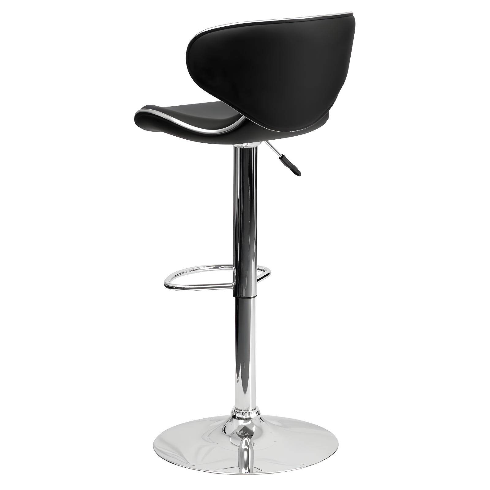 Flash Furniture Contemporary Cozy Mid-Back Black Vinyl Adjustable Height Barstool with Chrome Base