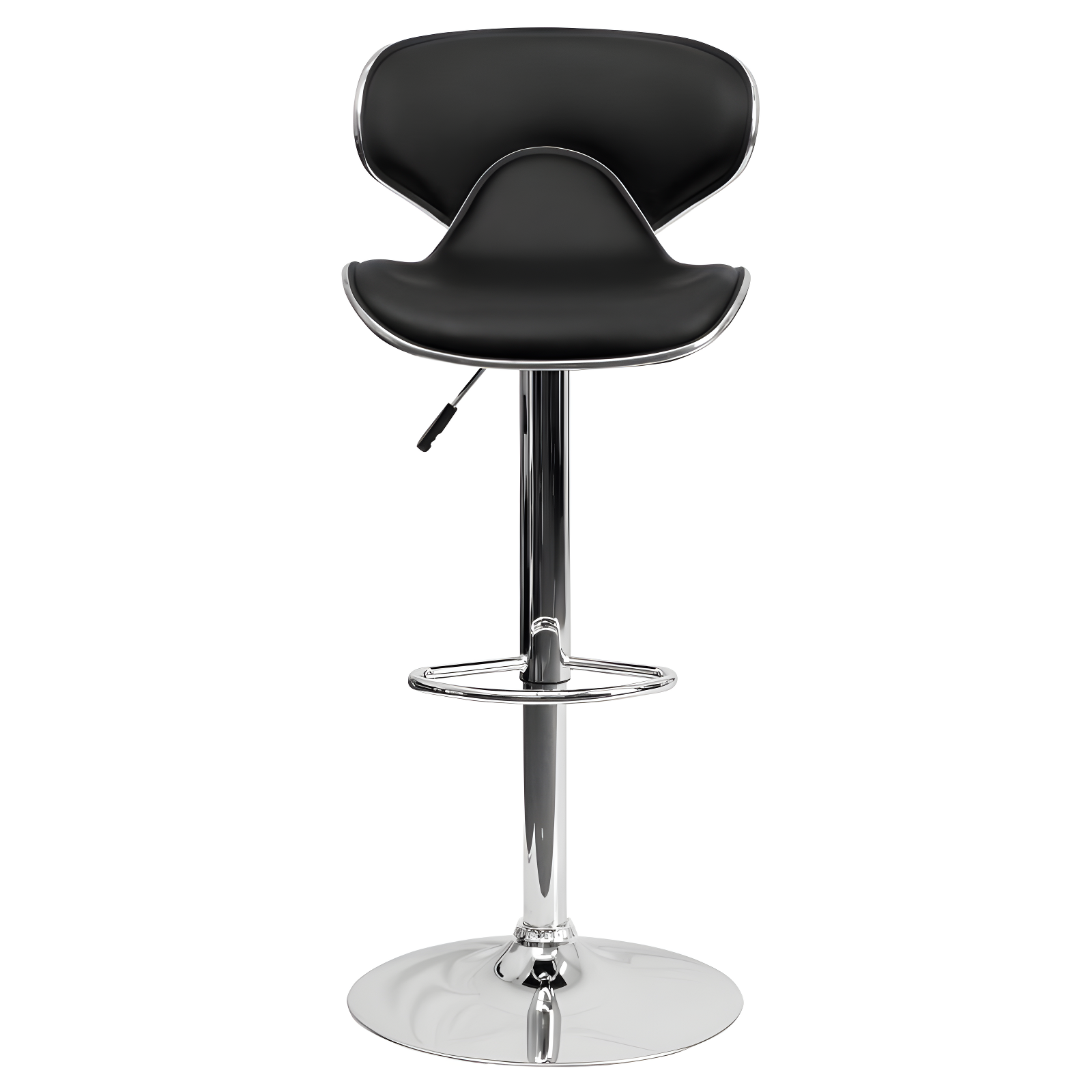 Flash Furniture Contemporary Cozy Mid-Back Black Vinyl Adjustable Height Barstool with Chrome Base