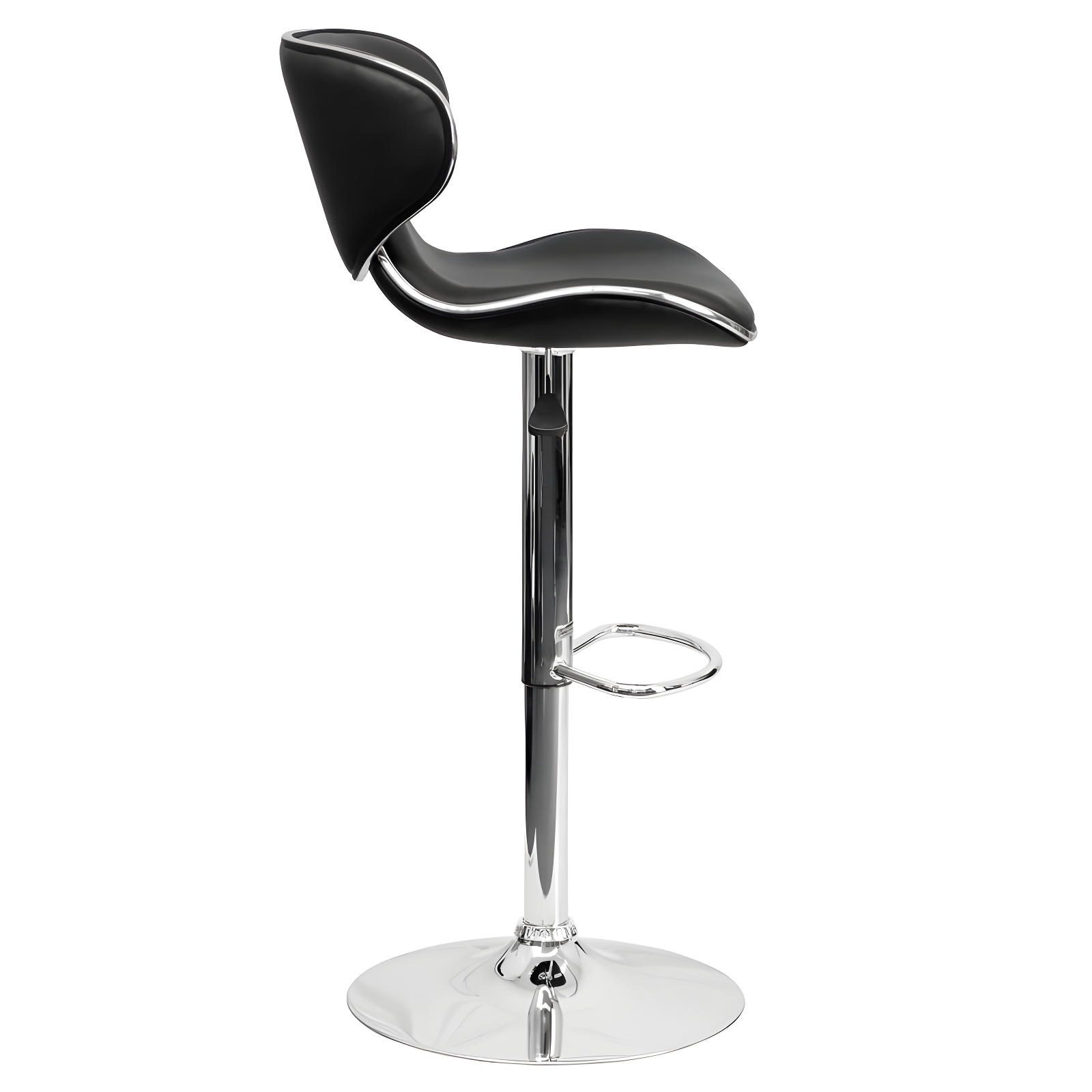 Flash Furniture Contemporary Cozy Mid-Back Black Vinyl Adjustable Height Barstool with Chrome Base