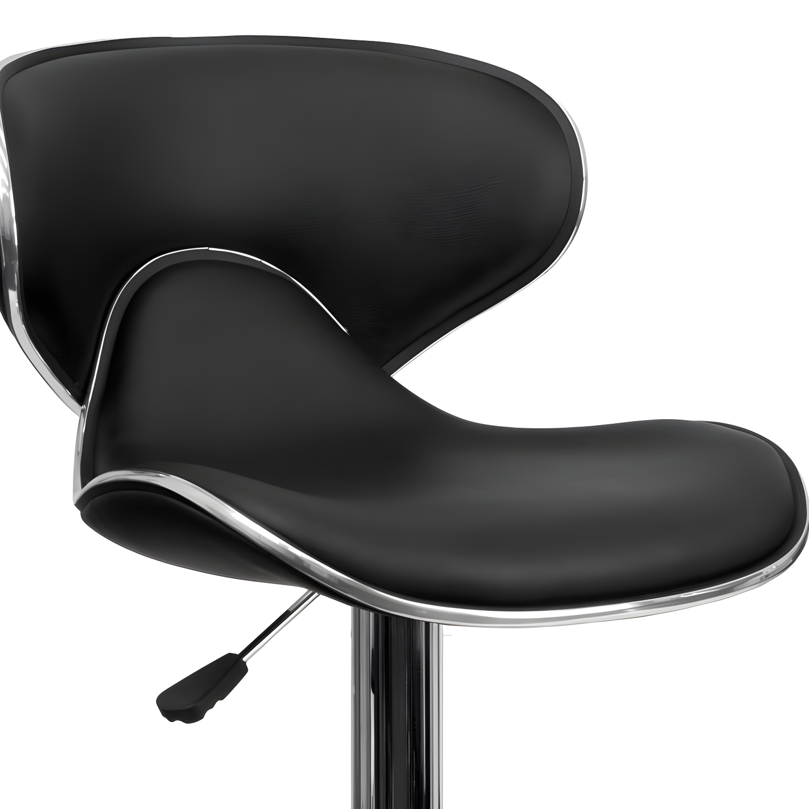 Flash Furniture Contemporary Cozy Mid-Back Black Vinyl Adjustable Height Barstool with Chrome Base