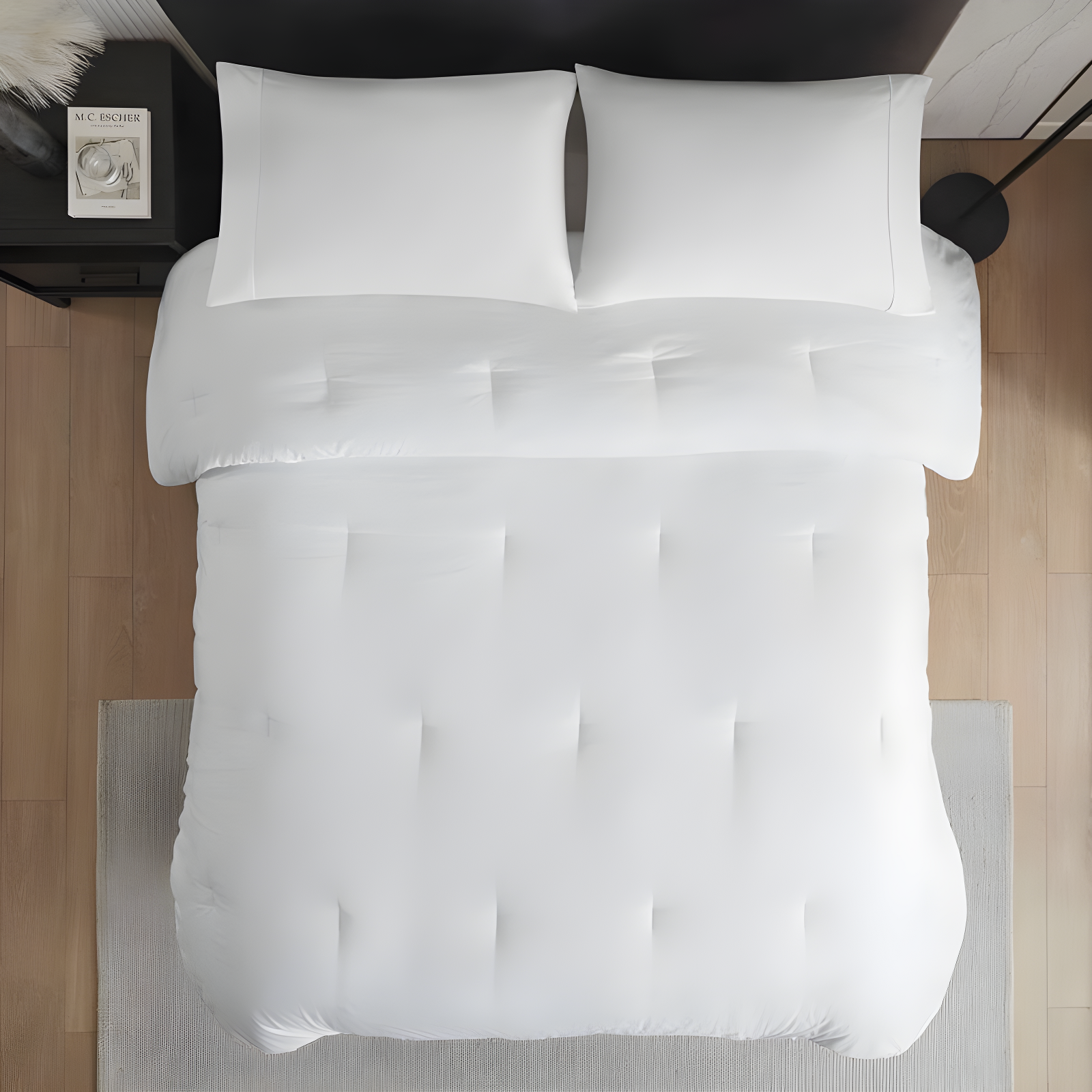 Full/Queen Honeycomb Textured Oversized Down Alternative Comforter White - Madison Park: Microfiber Bedding Insert