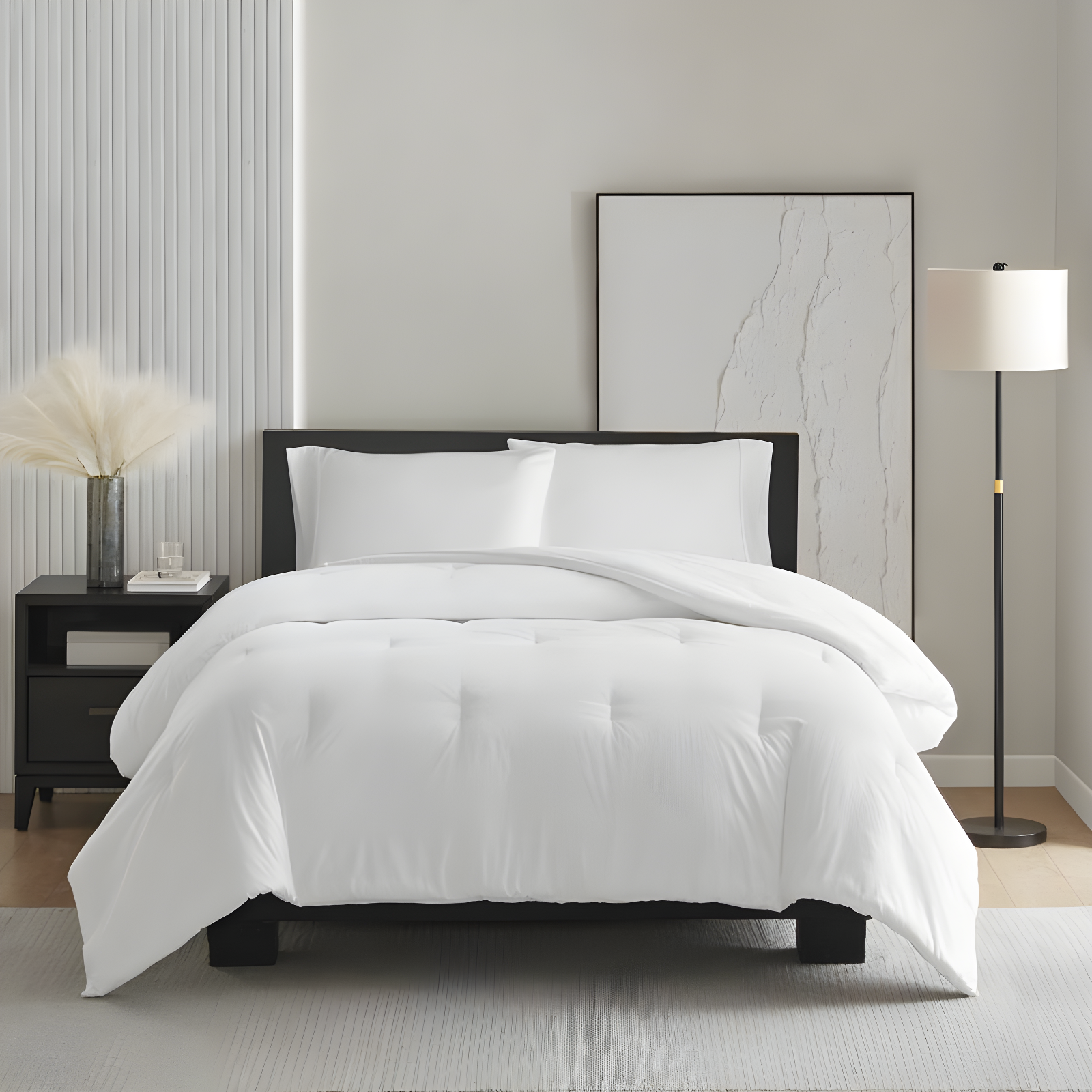 Full/Queen Honeycomb Textured Oversized Down Alternative Comforter White - Madison Park: Microfiber Bedding Insert