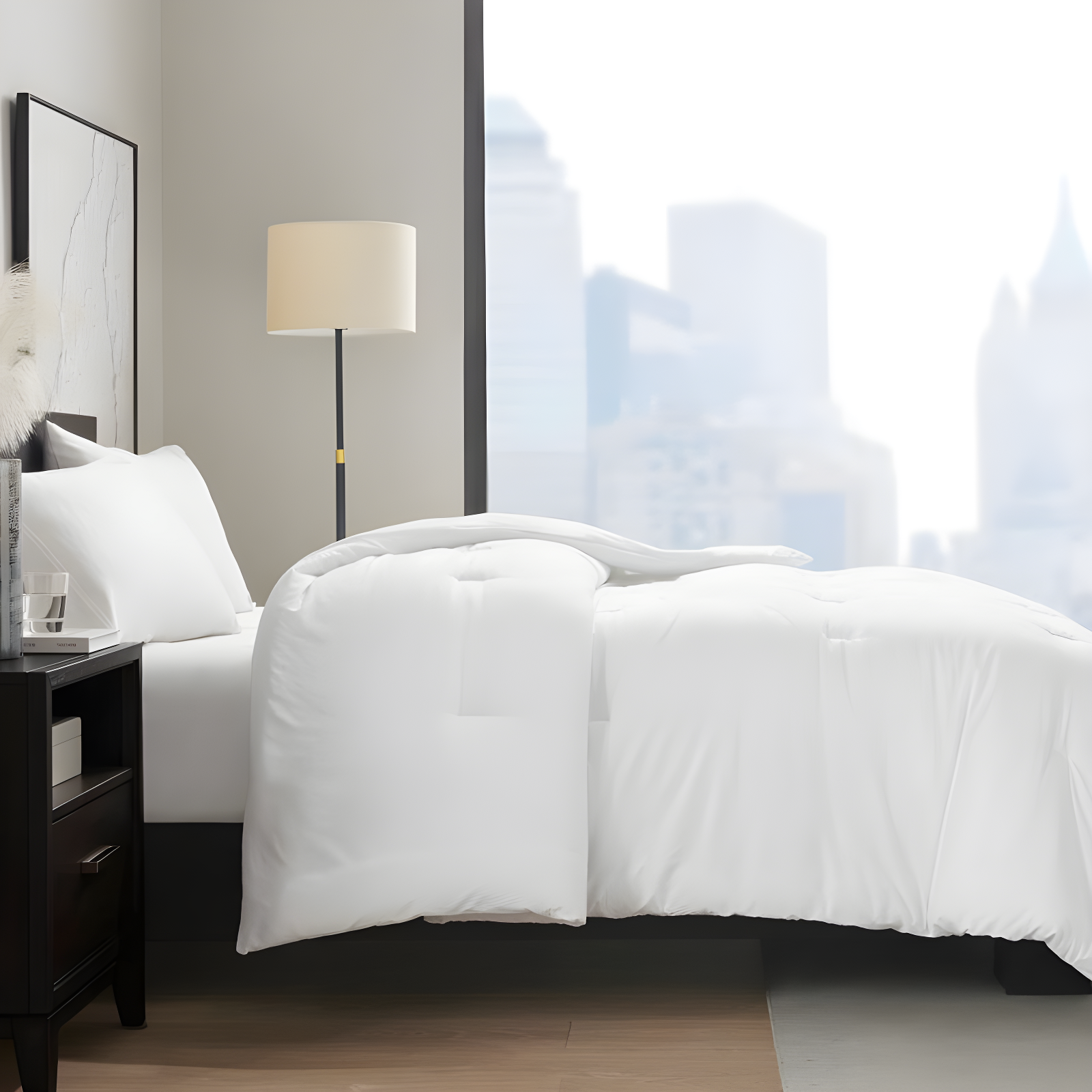 Full/Queen Honeycomb Textured Oversized Down Alternative Comforter White - Madison Park: Microfiber Bedding Insert