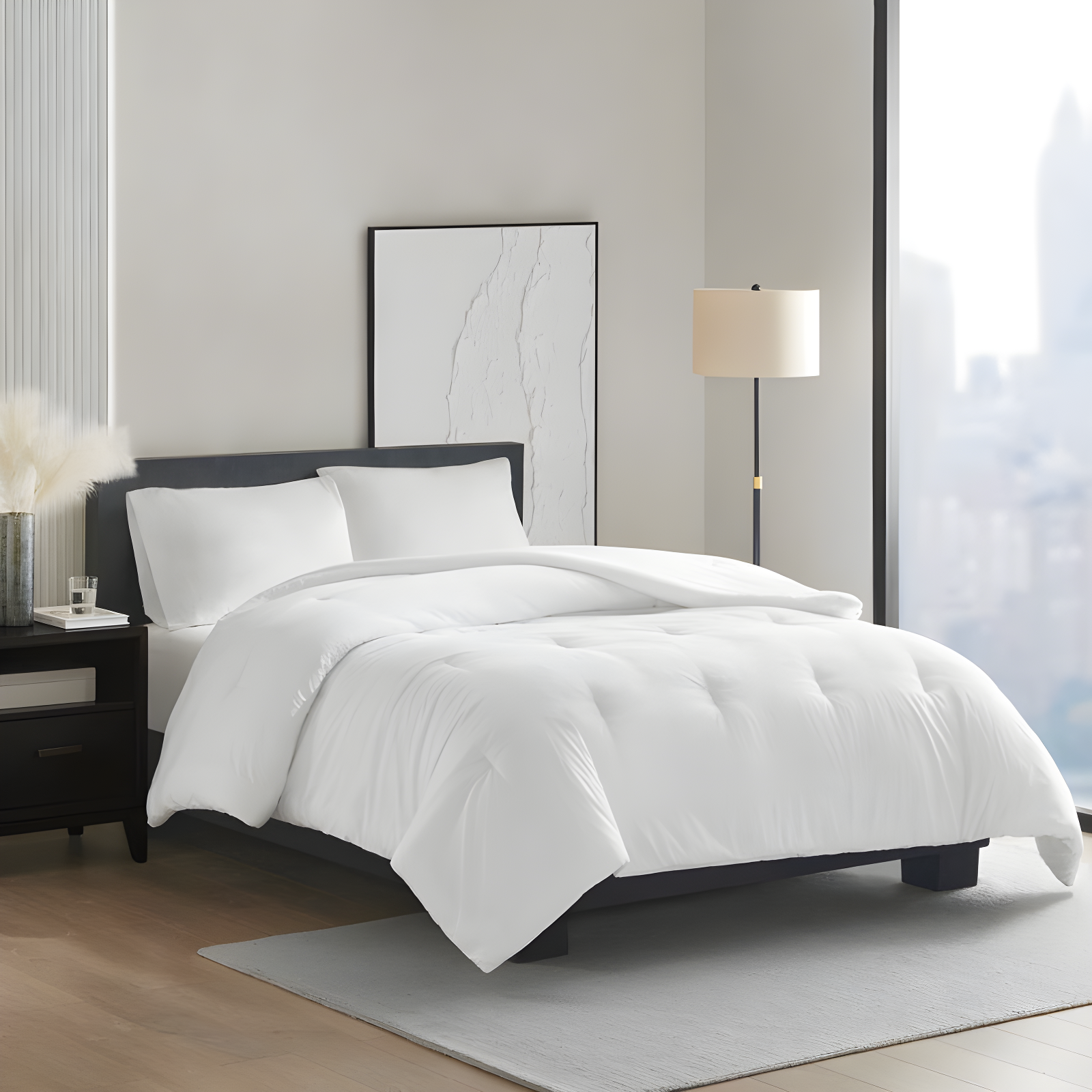 Full/Queen Honeycomb Textured Oversized Down Alternative Comforter White - Madison Park: Microfiber Bedding Insert