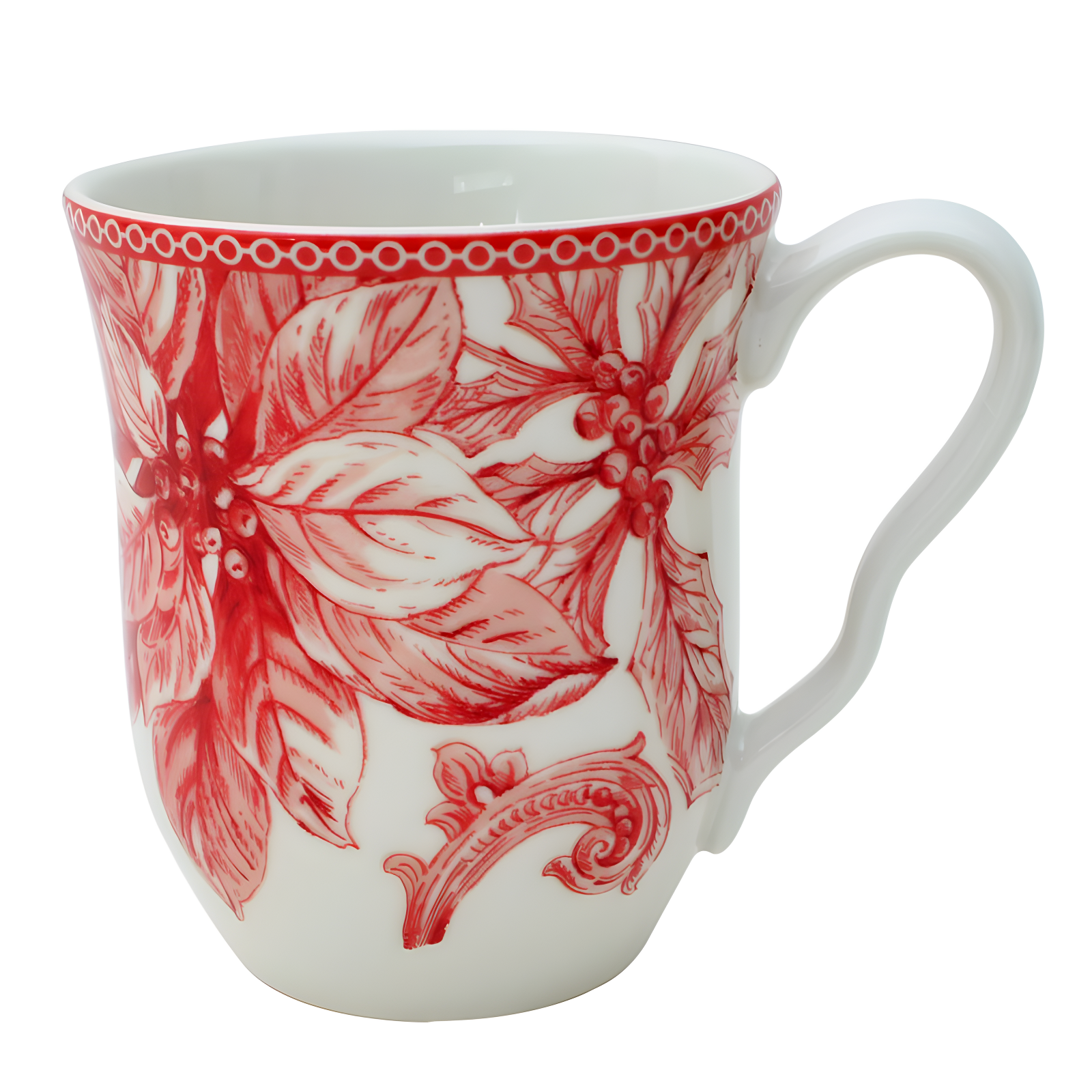 222 Fifth 222 Fifth Christmas Lane Red 16-Piece Porcelain Dinnerware Set - Service For 4, Plates, Bowls & Mugs
