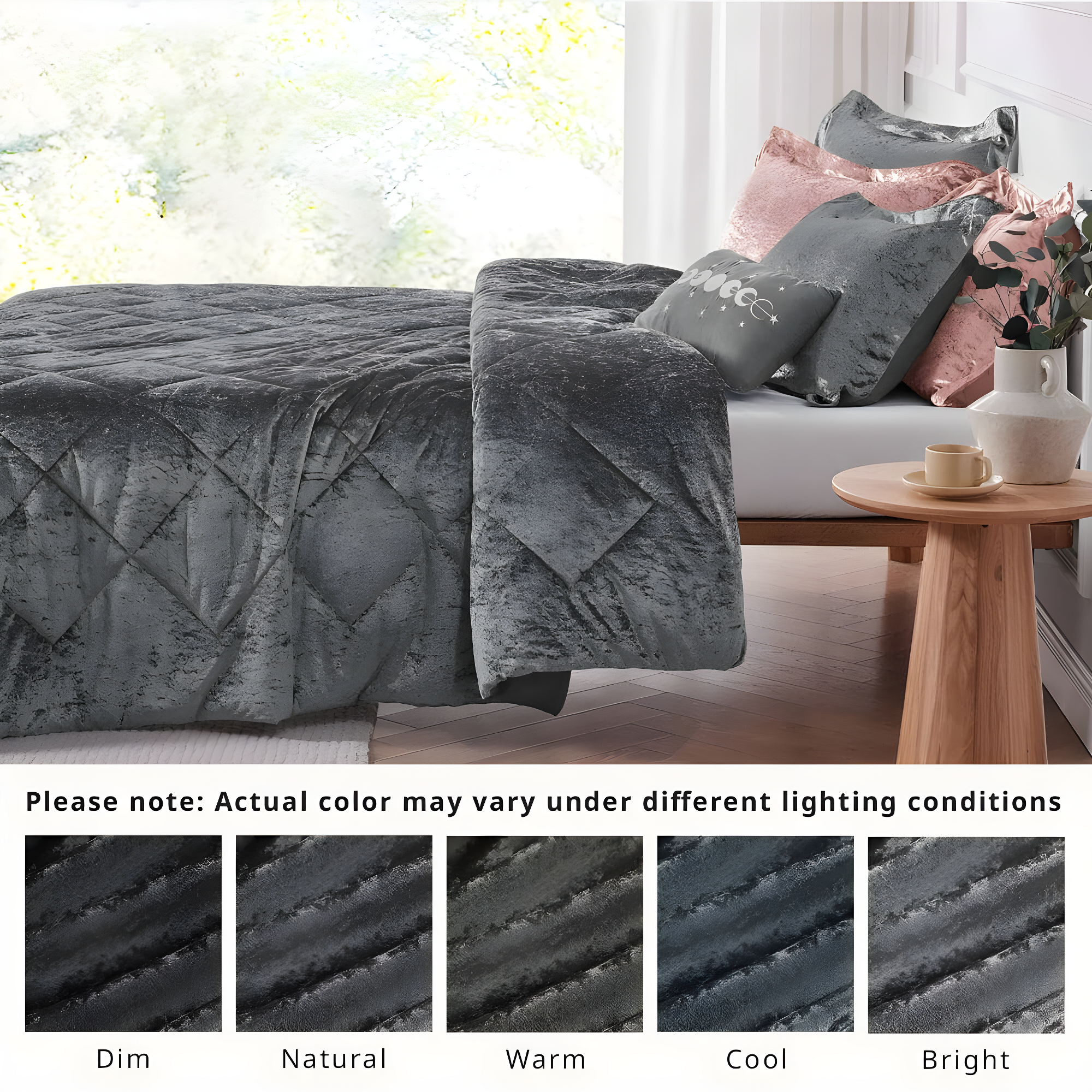 Felicia Crushed Velvet Comforter Set with Throw Pillow