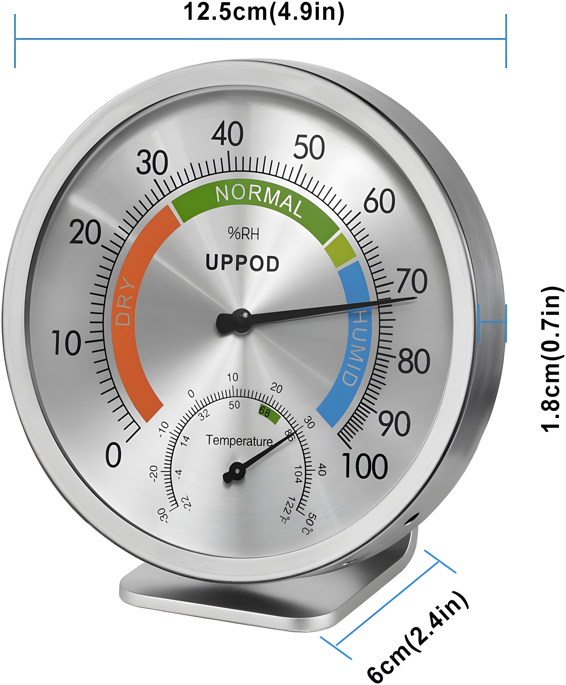 5" Indoor Outdoor Hygrometer/Thermometer, Humidity Gauge Indicator Temperature Humidity Monitor, Analog Hygrometer Humidor (English Version)