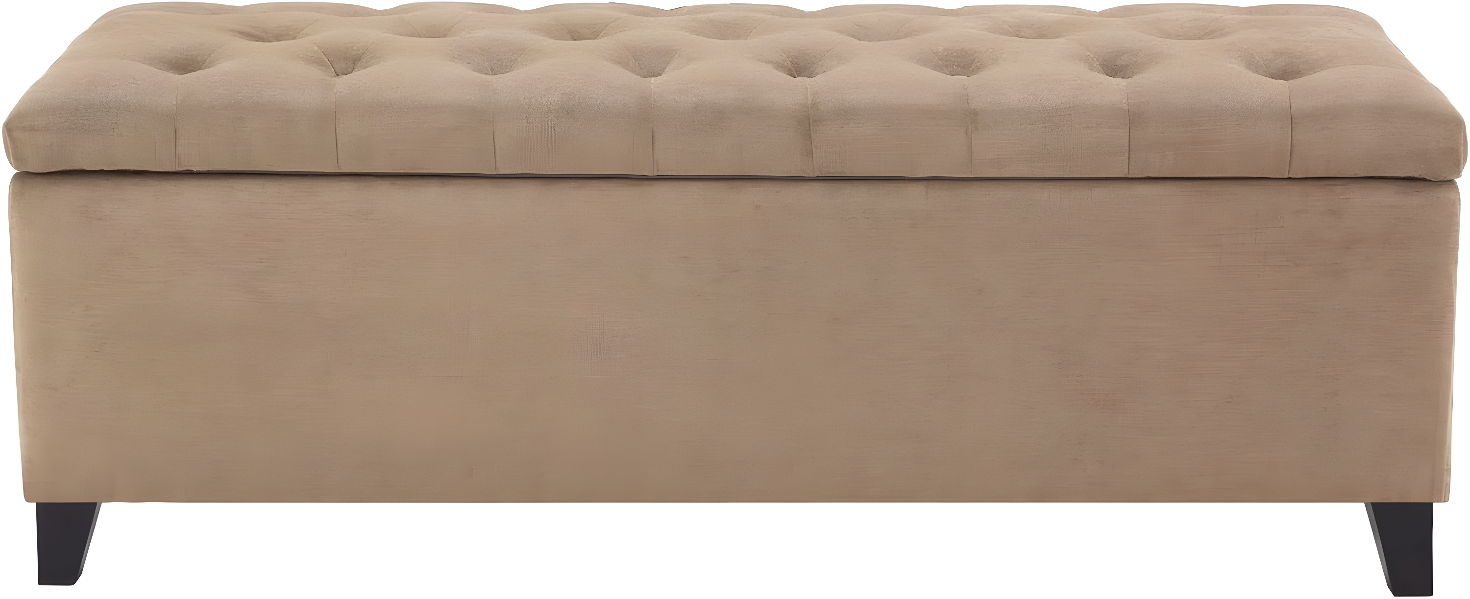 Shandra Bench Storage Ottoman with Tufted Top - Sand: Upholstered Bedroom Ottoman, Wood Legs, No Assembly Required