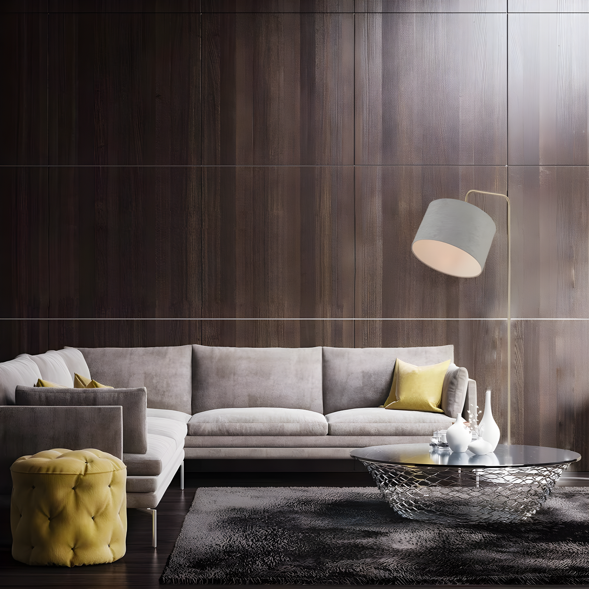 Globe Electric Barden 58" Brass Floor Lamp with Light Gray Velvet Shade, 67398