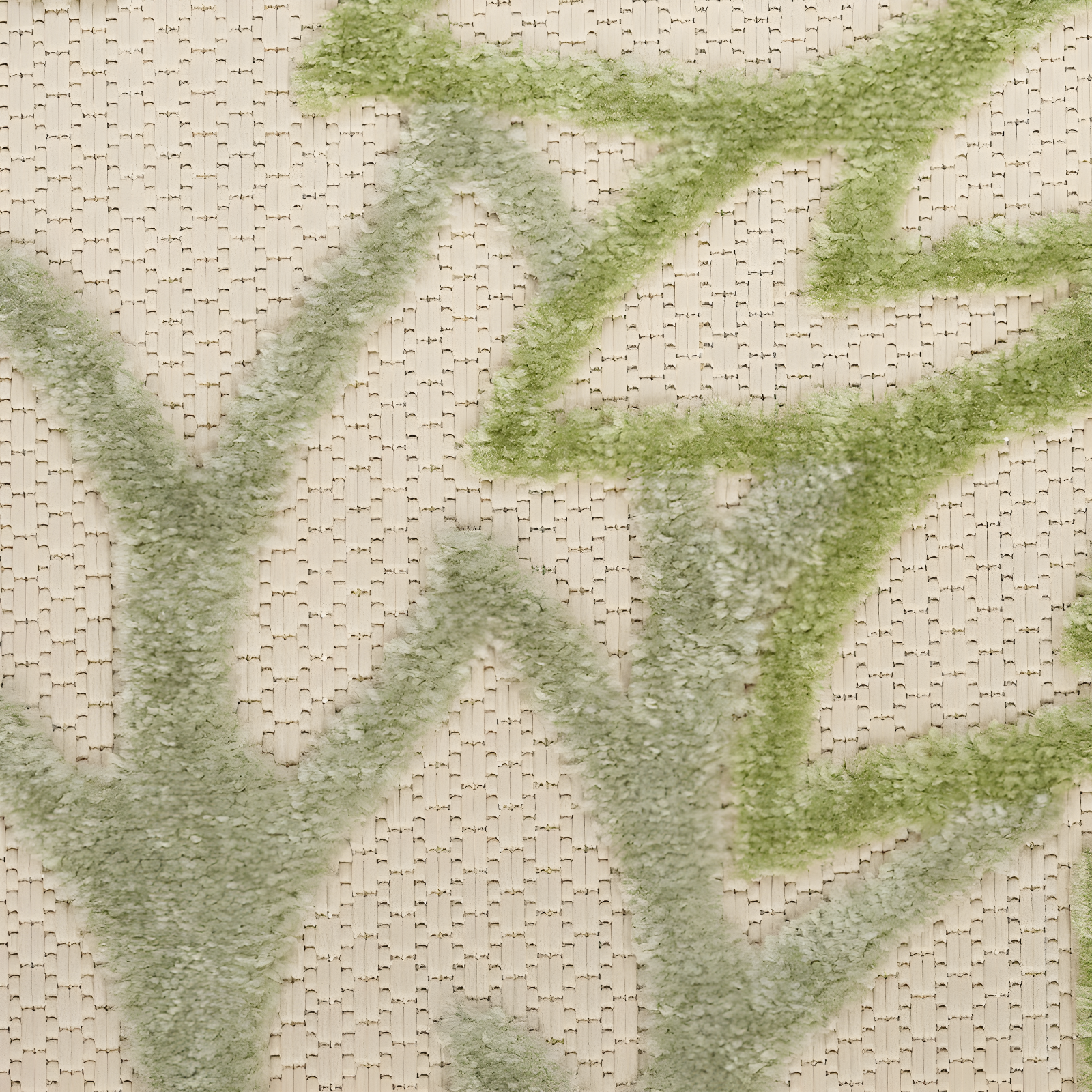 Nourison Aloha Floral Bloom Flatweave High-Low Indoor Outdoor Area Rug Ivory Green 3'6" x 5'6"
