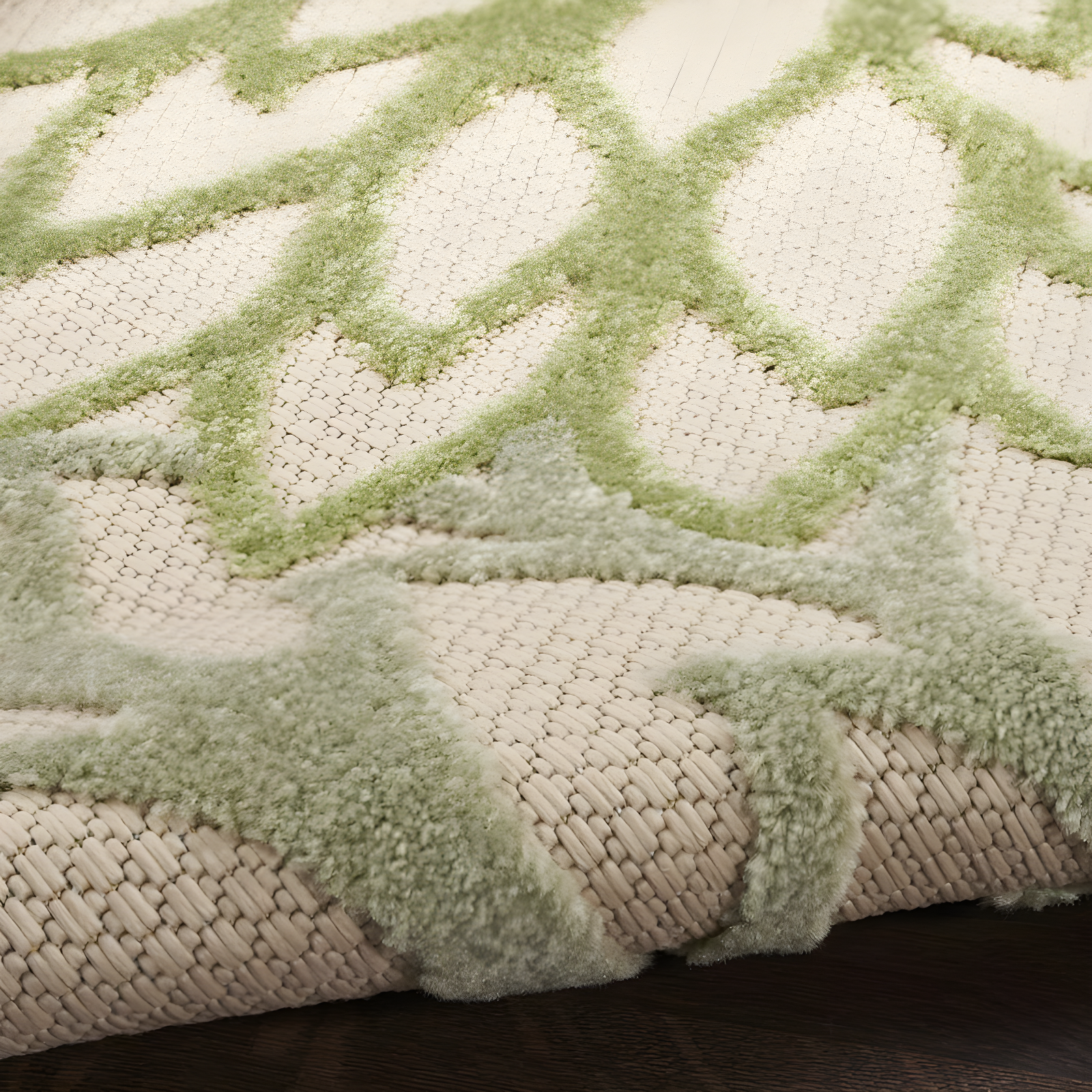 Nourison Aloha Floral Bloom Flatweave High-Low Indoor Outdoor Area Rug Ivory Green 3'6" x 5'6"