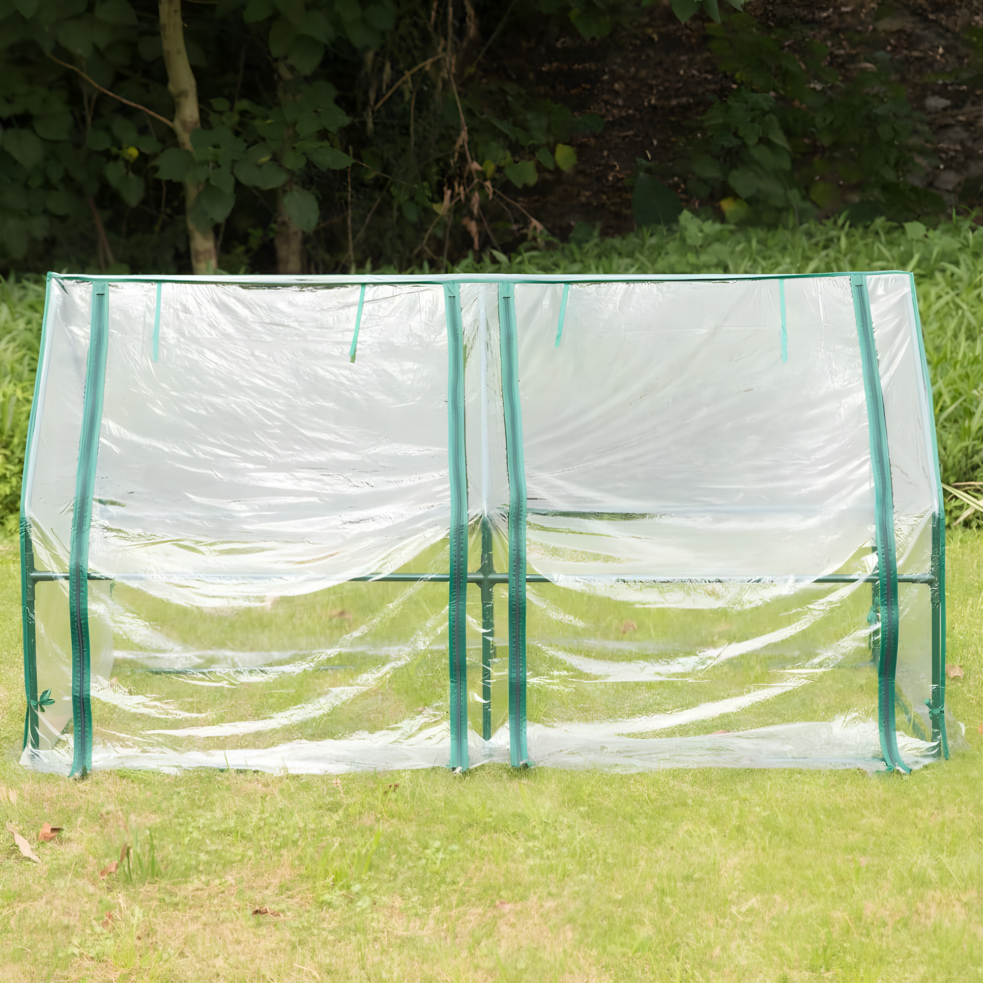 Gardenised Green Outdoor Waterproof Portable Plant Greenhouse with 2 Clear Zippered Windows, Medium