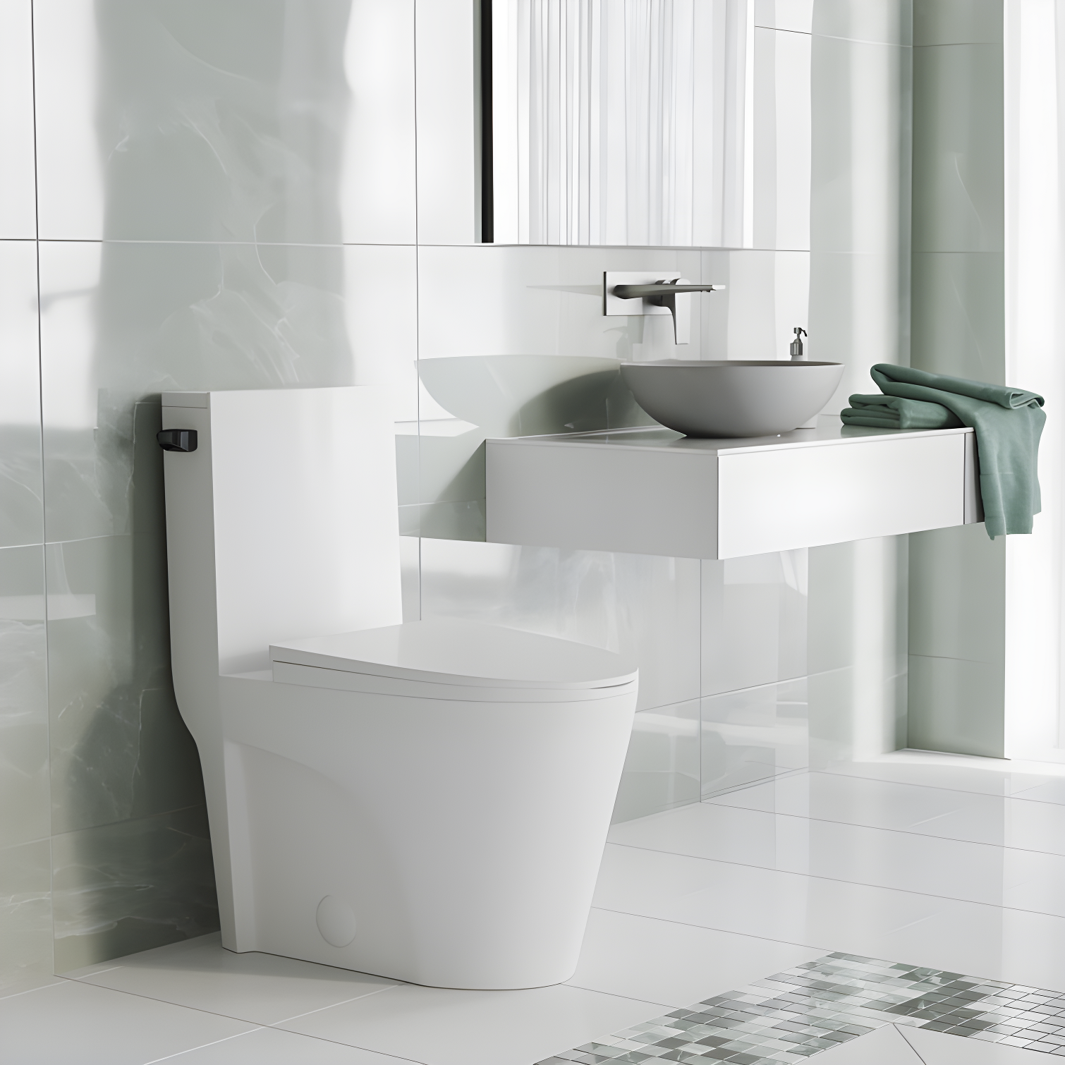 St. Tropez One Piece Elongated Toilet Dual Vortex Flush 1.6 GPF