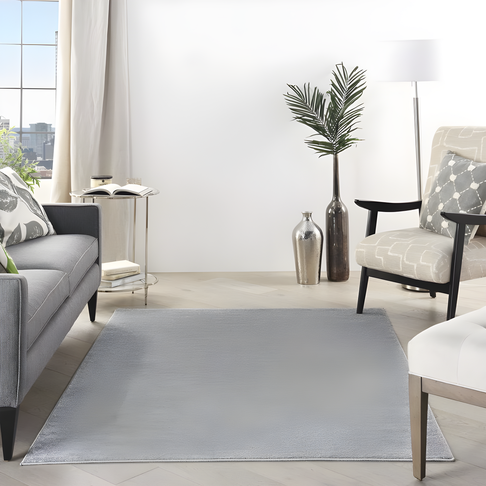 Nourison Essentials Easy Care Indoor Outdoor Area Rug - Silver Grey 4' x 6'