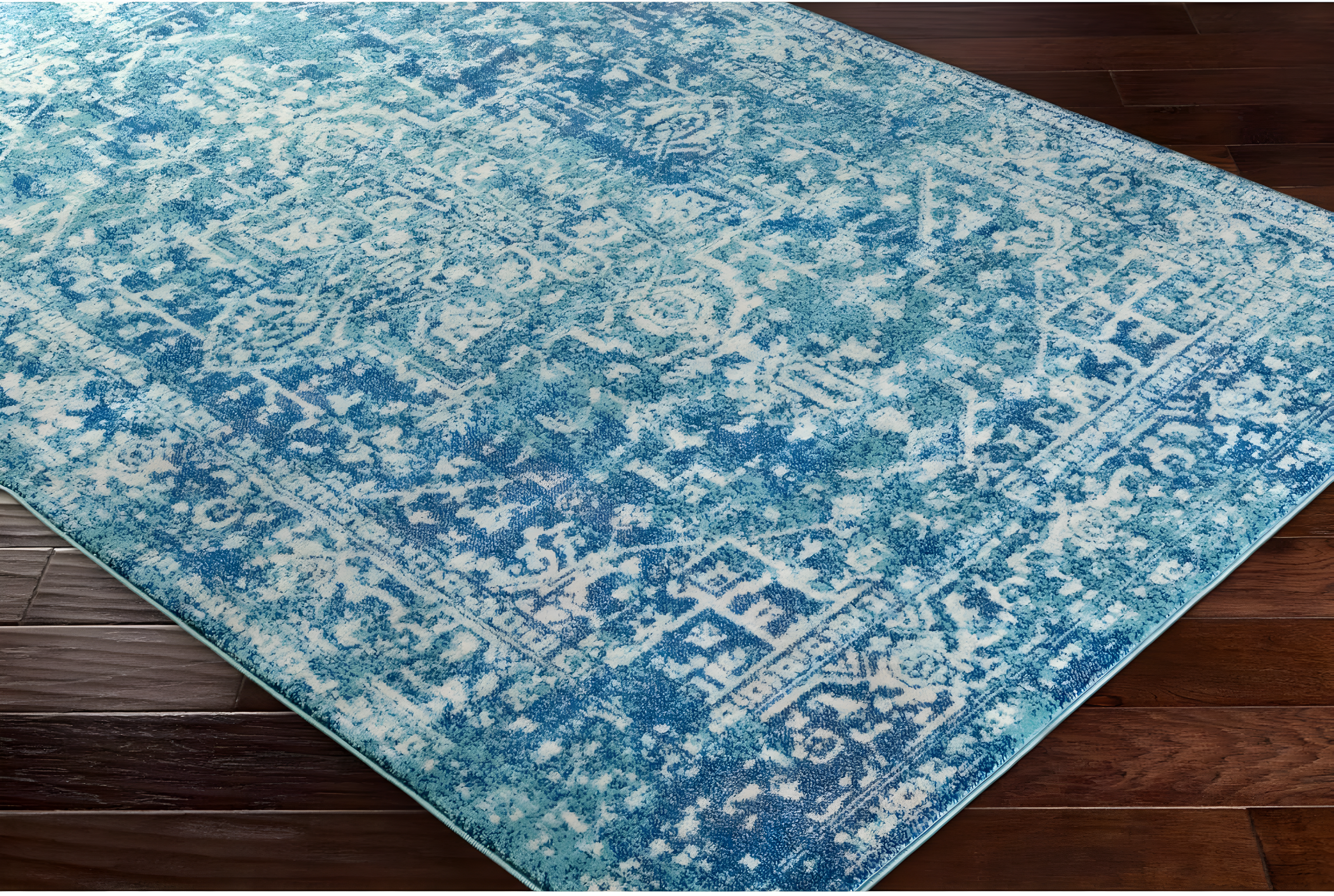 Livabliss 5'3"x7'3" Worsham Traditional Rug Teal: Medium Pile, Fade & Stain-Resistant, Indoor Use