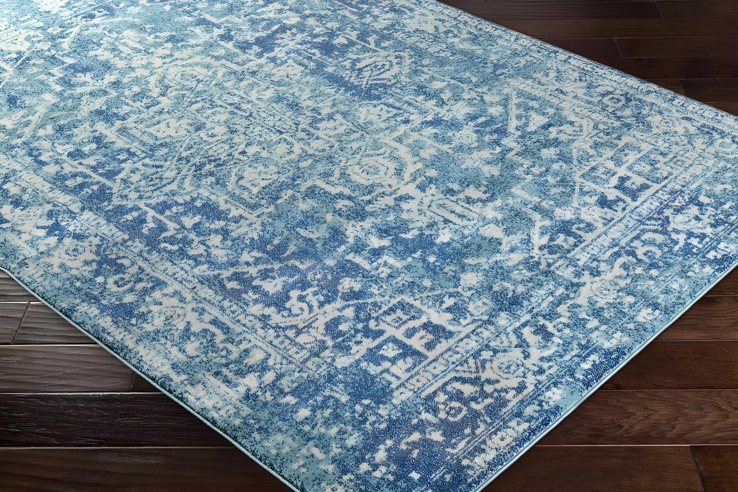 Livabliss 5'3"x7'3" Worsham Traditional Rug Teal: Medium Pile, Fade & Stain-Resistant, Indoor Use