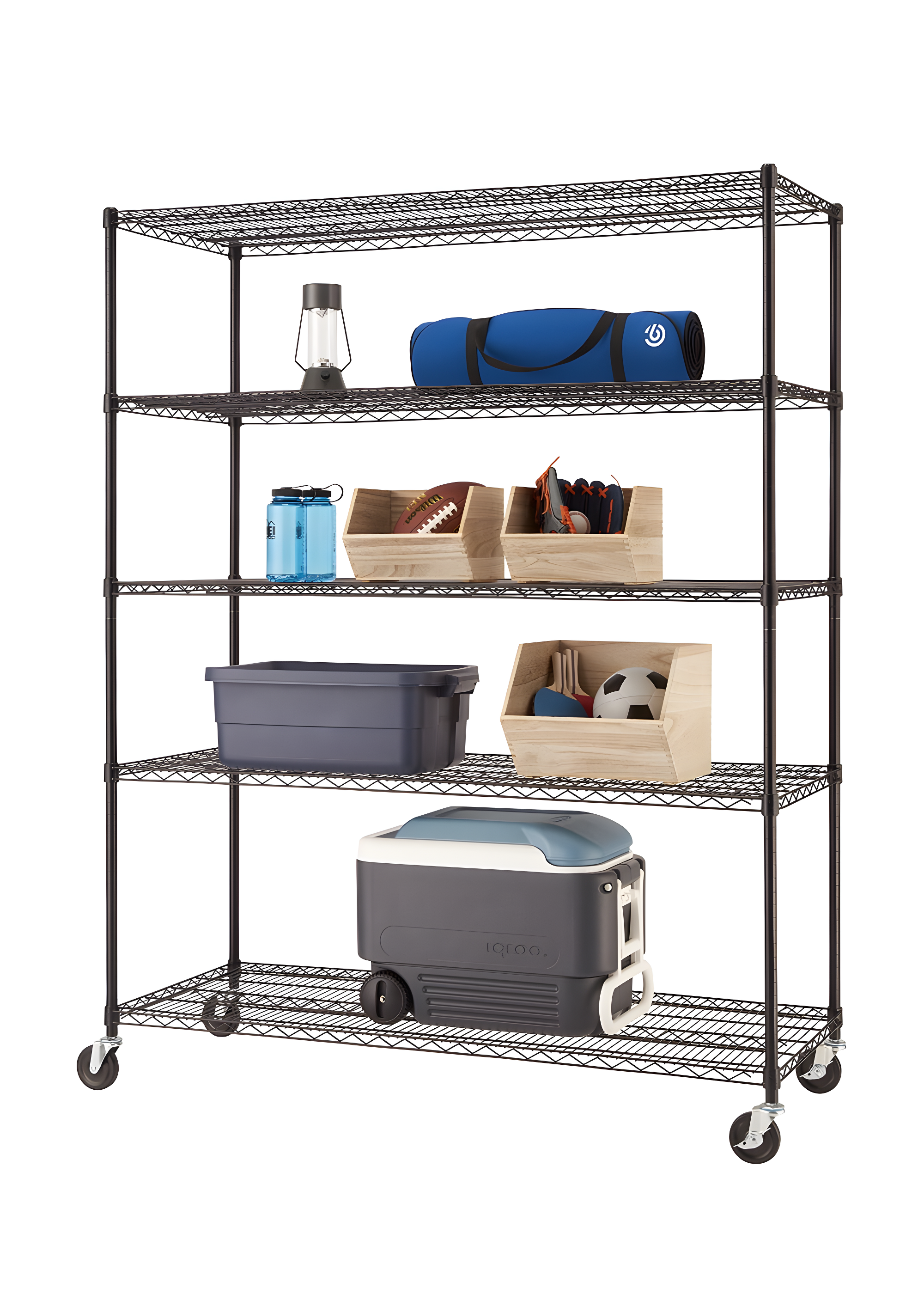 Trinity TRINITY EcoStorage 5-Tier NSF Rolling Steel Wire Shelving Unit w/ Wheels (60 in. W x 24 in. D)