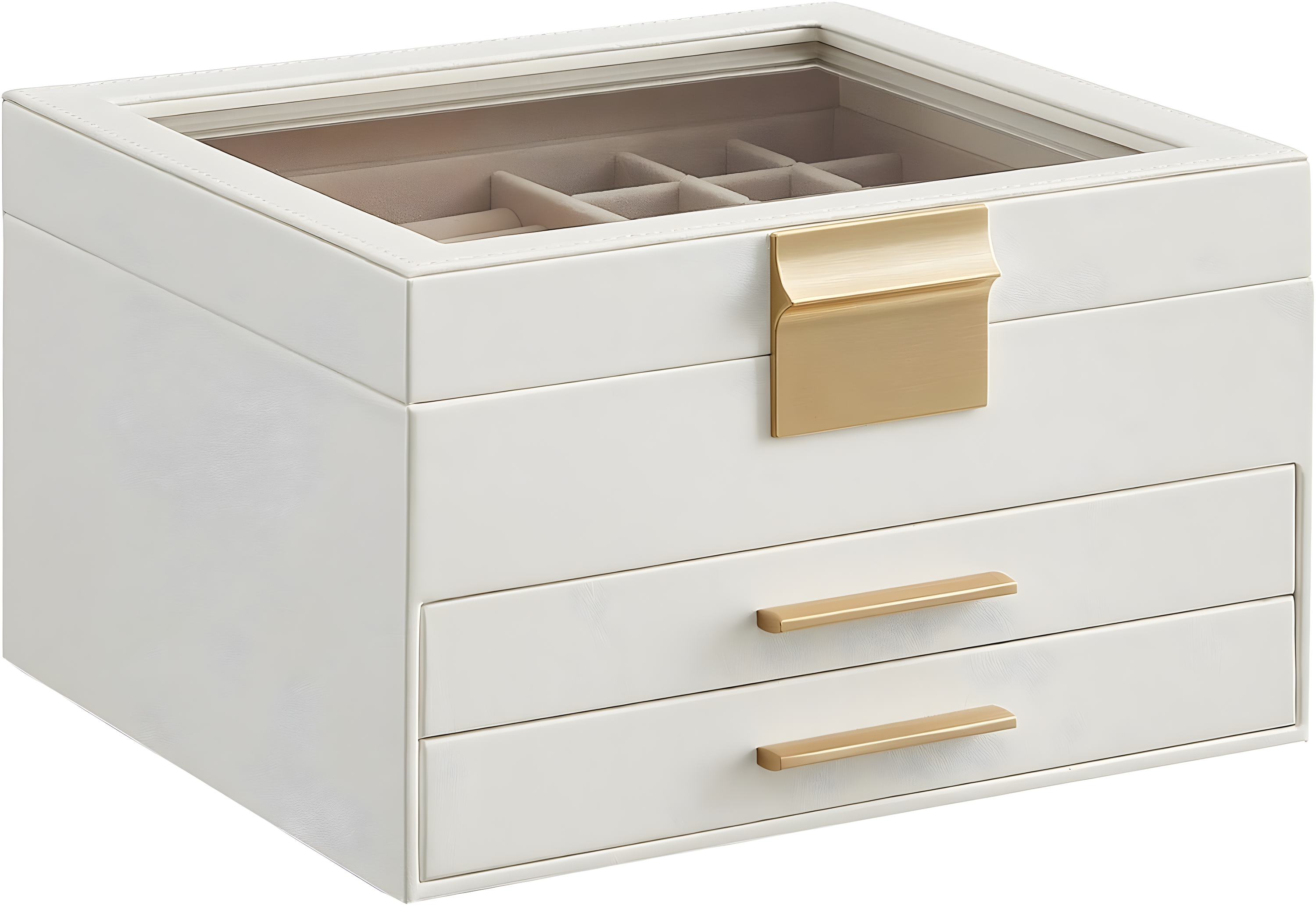 Stack man Big And Small Jewelry, Modern Style, 8 X 9.1 X 5.3 Inches, Valentine's Day Gift, Cloud White And Gold Color UJBC239WT