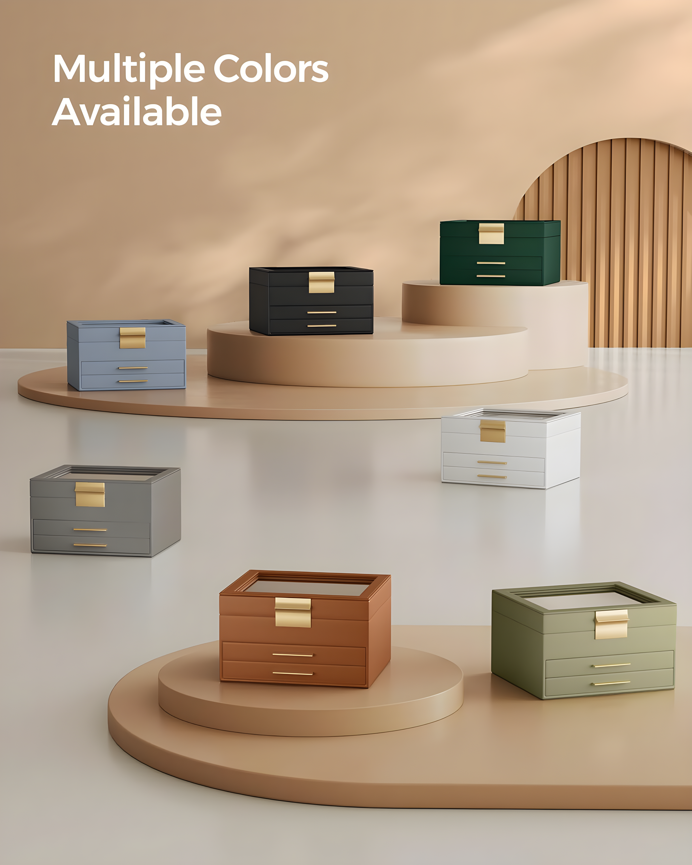 Stack man Big And Small Jewelry, Modern Style, 8 X 9.1 X 5.3 Inches, Valentine's Day Gift, Cloud White And Gold Color UJBC239WT