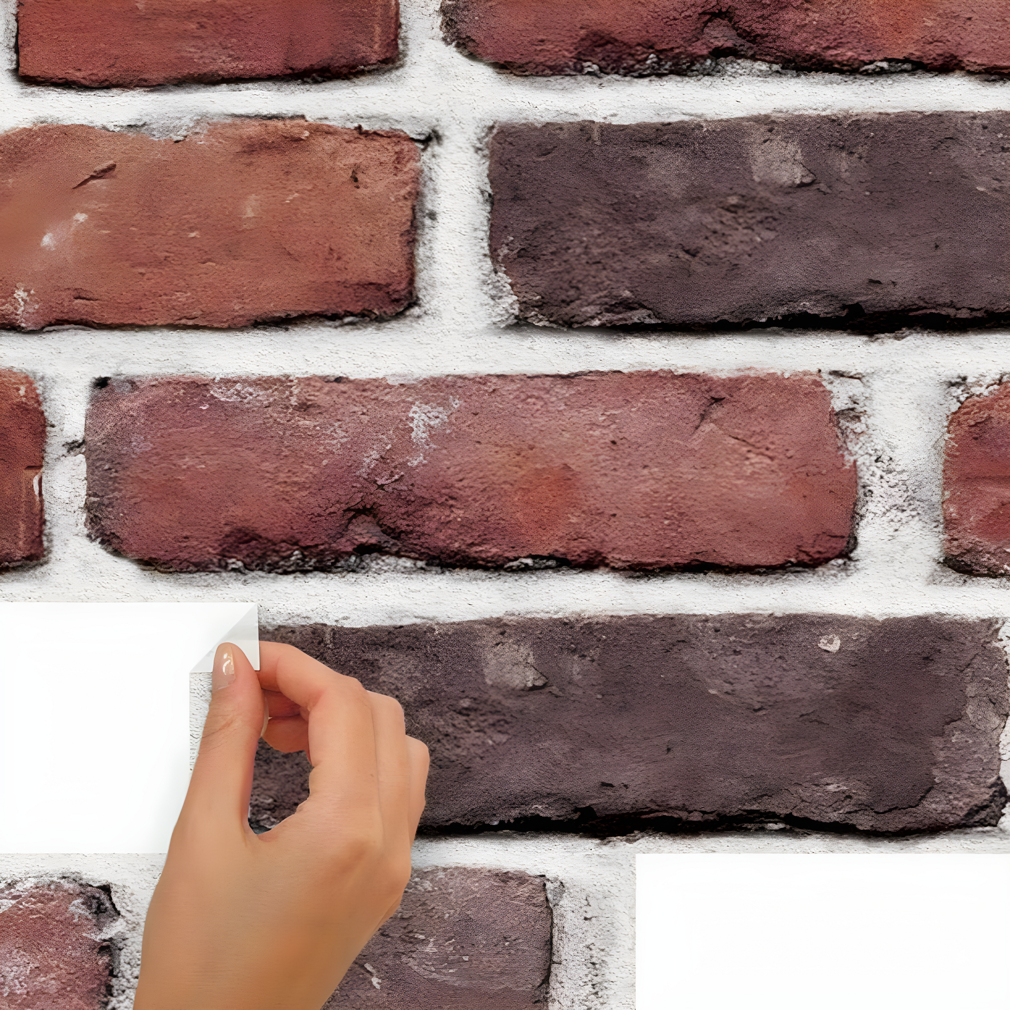 Brick Peel and Stick Giant Wall Decal Red - RoomMates: Vinyl Self-Adhesive Modern Decor, 24pc