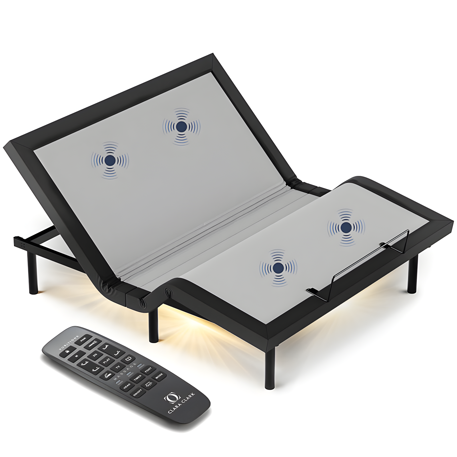 Clara Clark Clara Clark Massaging Zero Gravity, Zero Clearance Adjustable Bed with Wireless Remote, USB Ports & LED Lights