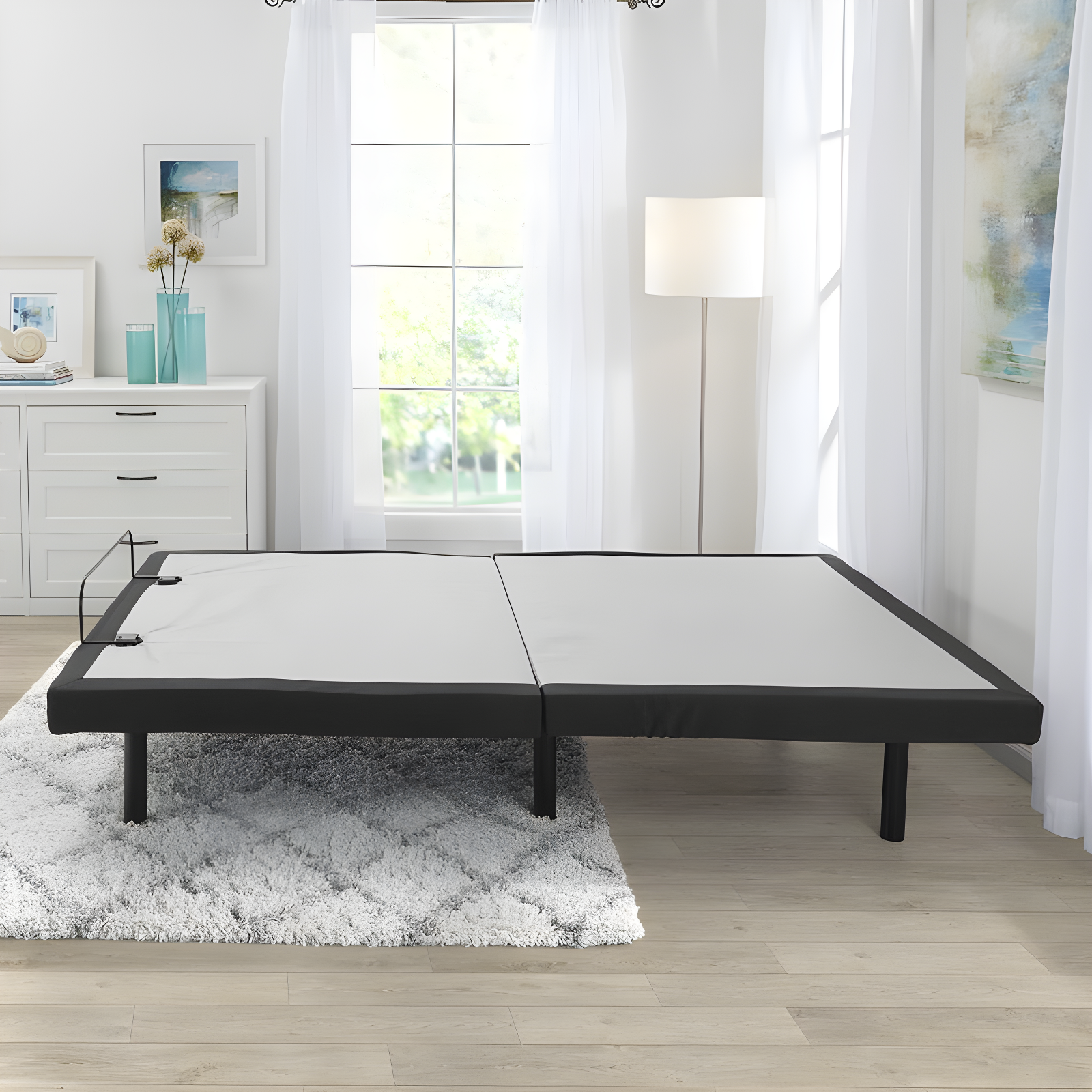 Clara Clark Clara Clark Massaging Zero Gravity, Zero Clearance Adjustable Bed with Wireless Remote, USB Ports & LED Lights
