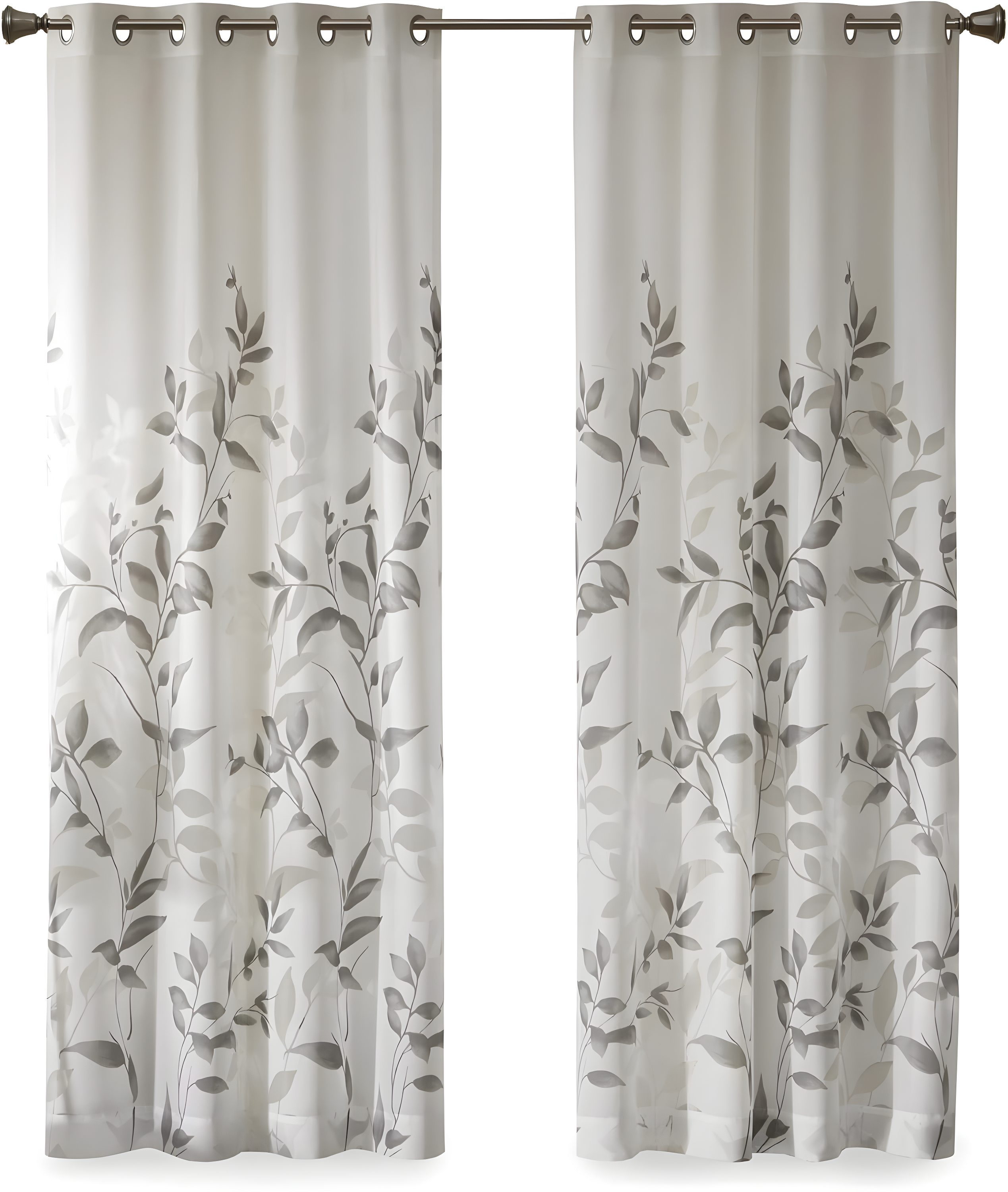 Madison Park Cecily Floral Printed Burnout Sheer Grommet Single Curtain Panel