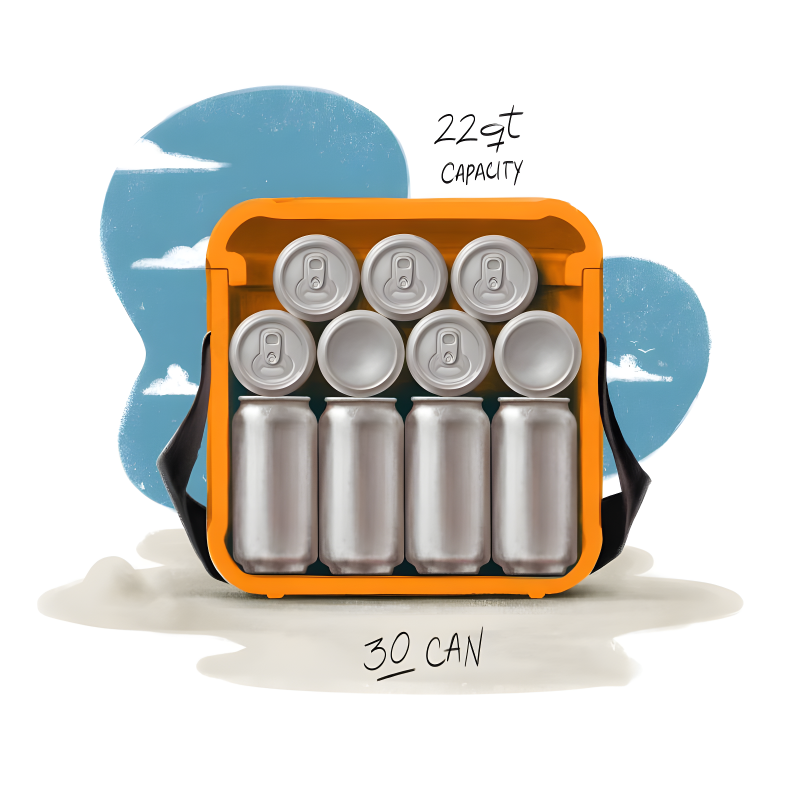 FOAM FOAM Portable 22 Quart EVA Lightweight Beach Rigid Hybrid Soft Side Cooler that Holds 30 Cans & Ice