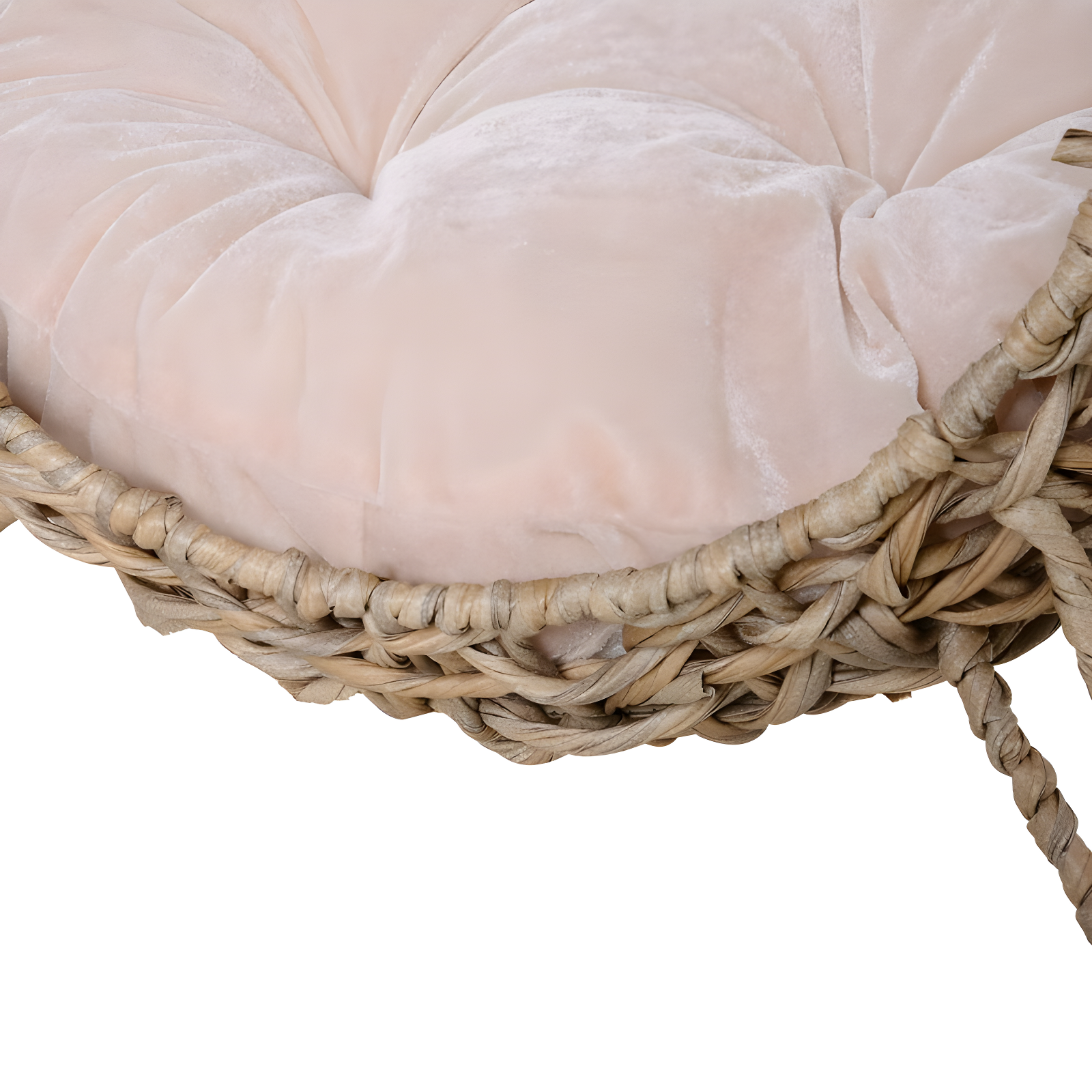 PawHut Rattan Cat Bed Elevated Wicker Kitten House with Cushion, Natural, 20.5" x 20.5" x 22.75"