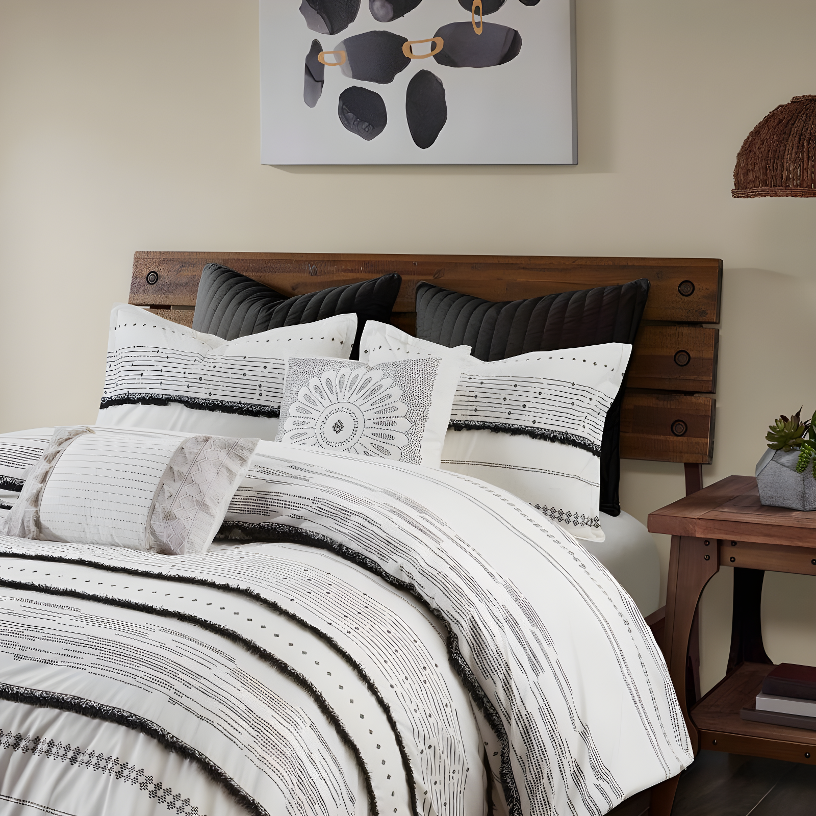 INK+IVY Nea Boho 3-Piece Striped Cotton Duvet Set
