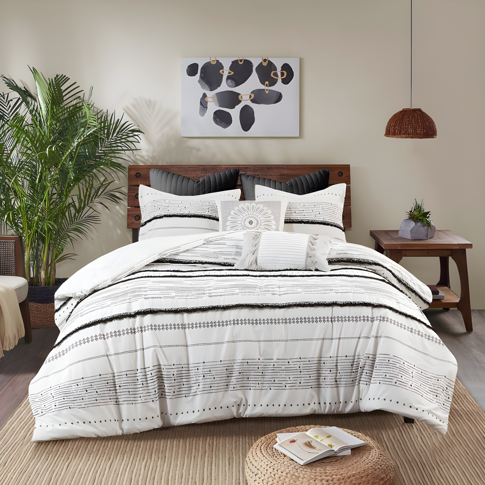INK+IVY Nea Boho 3-Piece Striped Cotton Duvet Set