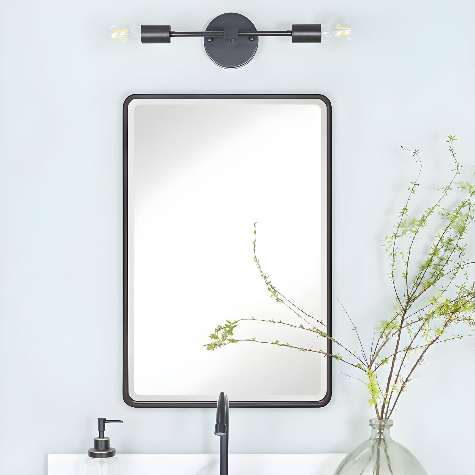 TEHOME Farmhouse 16 in. W x 24 in. H Small Recessed Metal Rectangular Bathroom Medicine Cabinets with Mirror in Matt Black