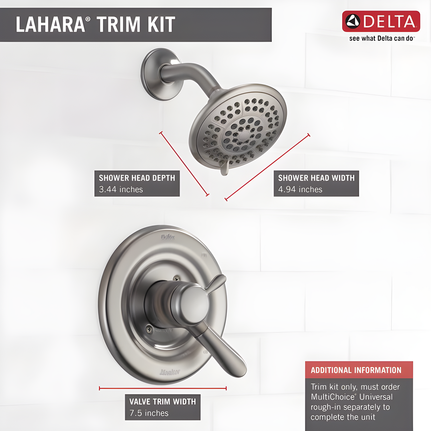 Lahara 17 Series Dual-Function Shower Faucet Set, Shower Handle Trim Kit