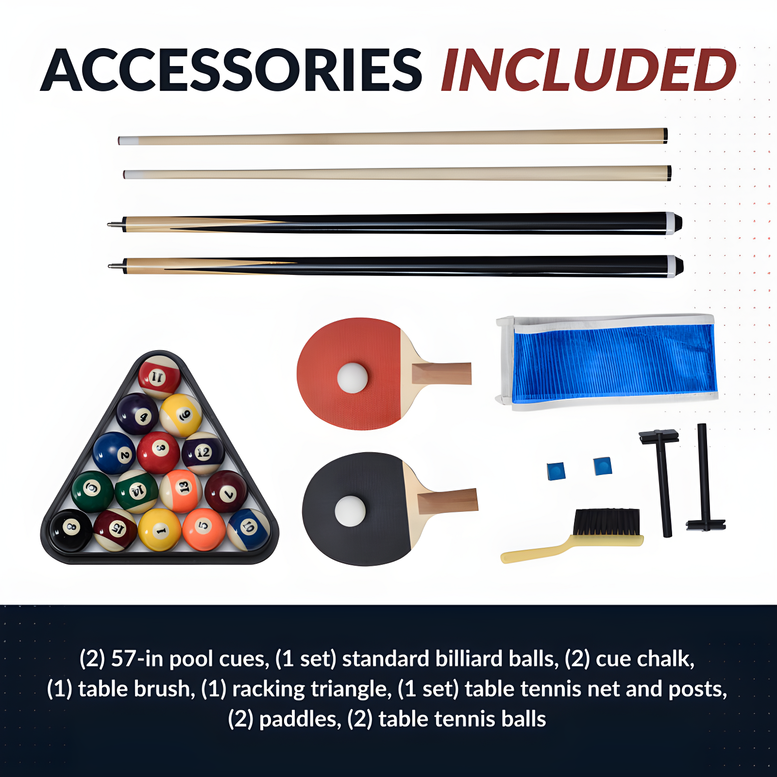 Hathaway Newport Stylish 7 Ft Multi Game Pool Table Combo with Dining Top and Ping Pong – Includes Benches for Home Storage and Accessories