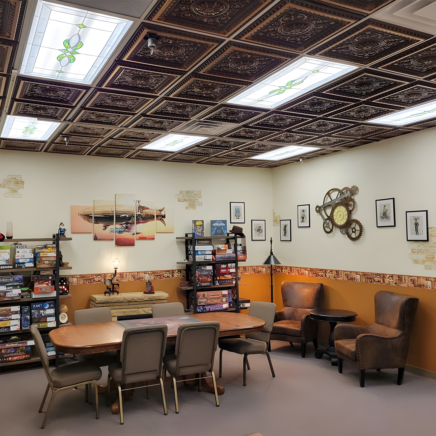 Marseille 24'' W Textured PVC Drop-In Ceiling Tile In Antique Gold