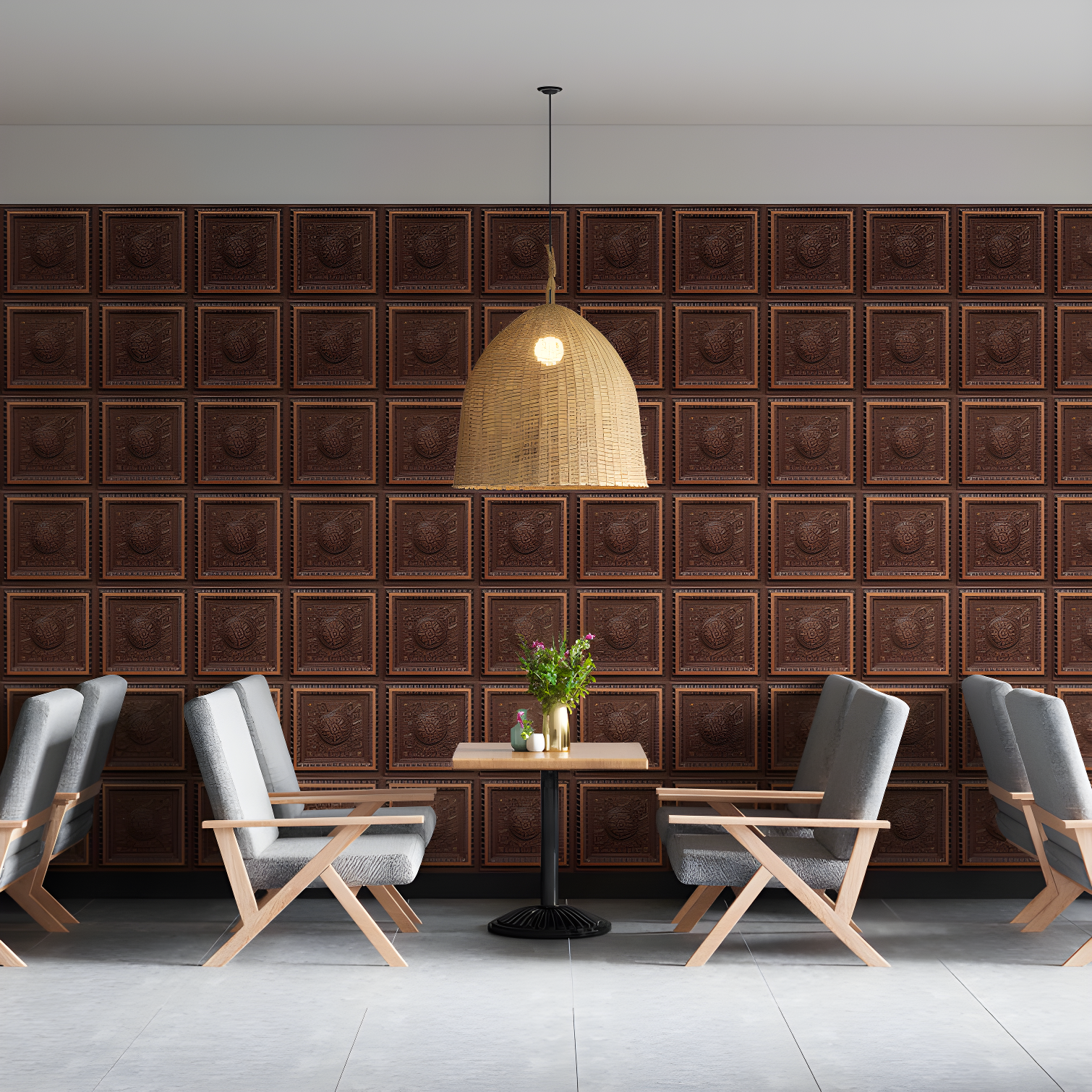 Marseille 24'' W Textured PVC Drop-In Ceiling Tile In Antique Gold