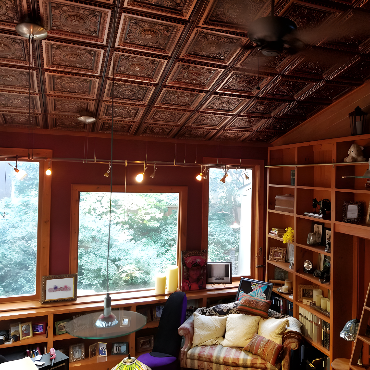 Marseille 24'' W Textured PVC Drop-In Ceiling Tile In Antique Gold