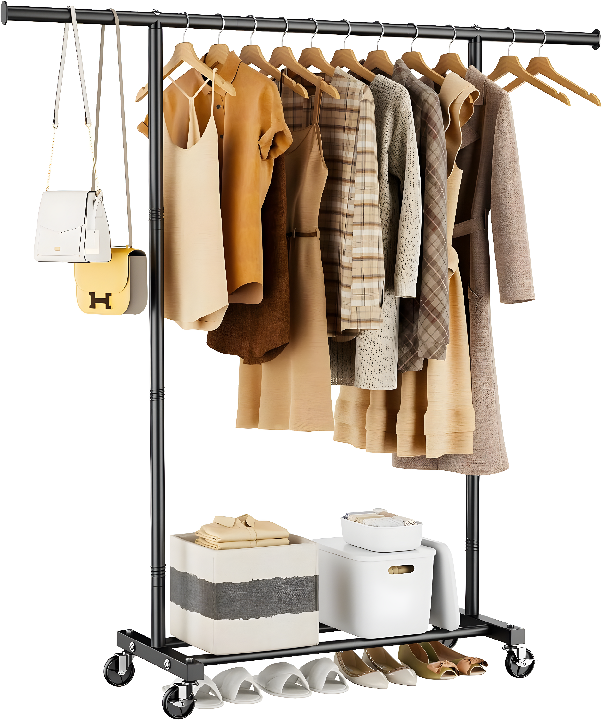 Rebrilliant Standing Rolling Clothing Rack | Wayfair