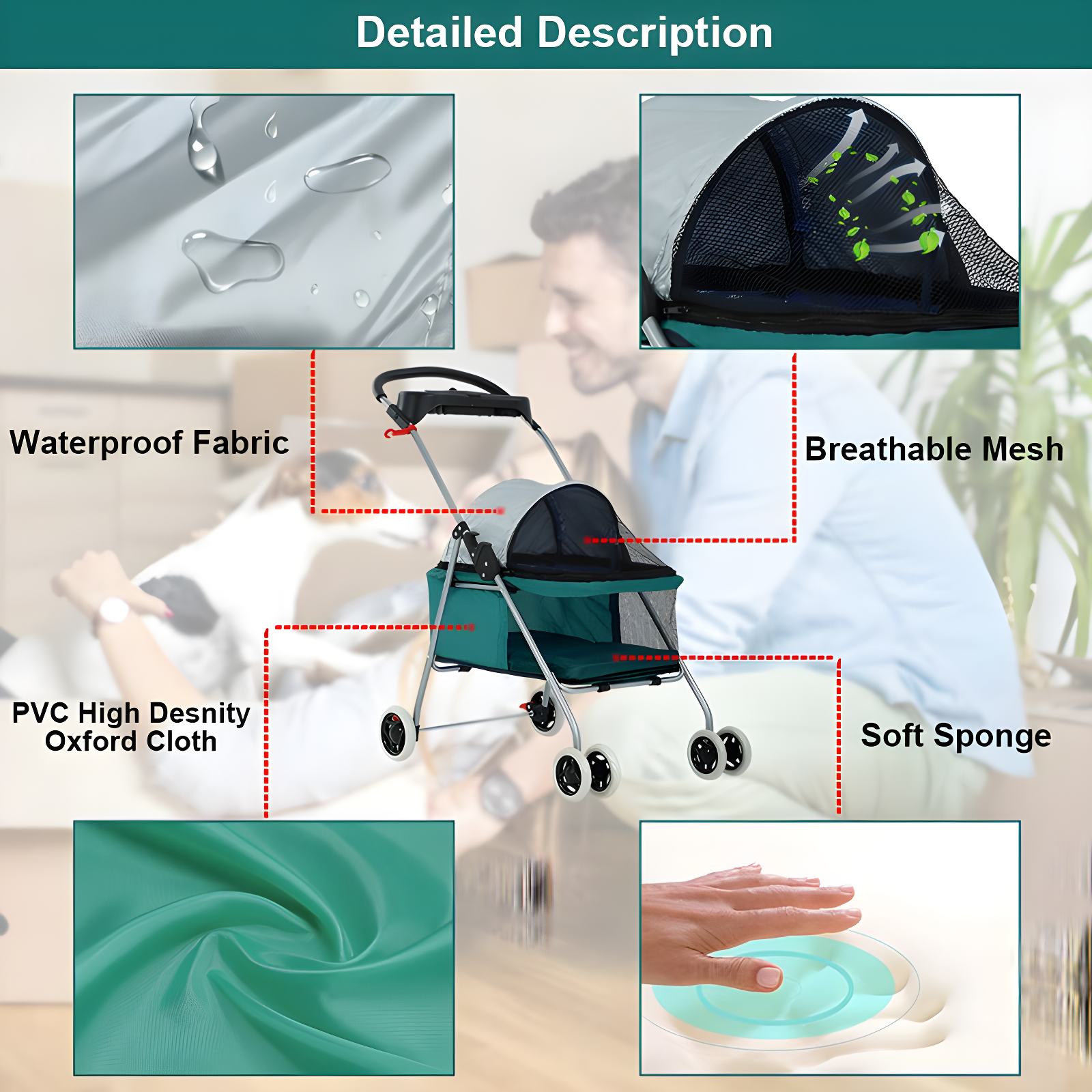 BestPet Foldable Pet Jogger Stroller