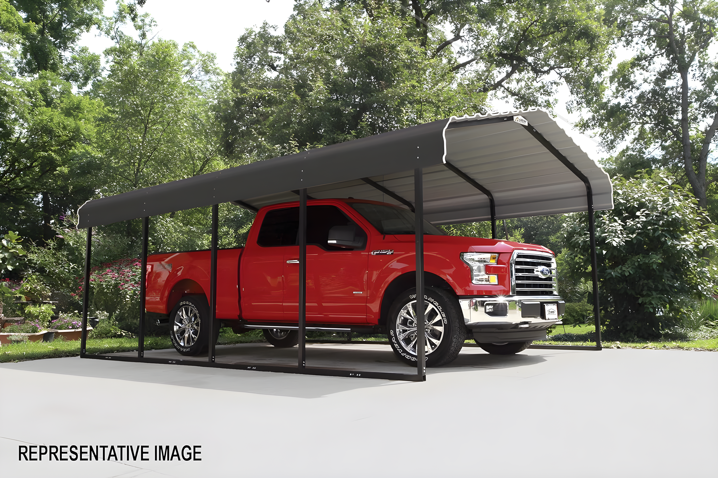 Arrow Steel Carport, Galvanized Black/Charcoal