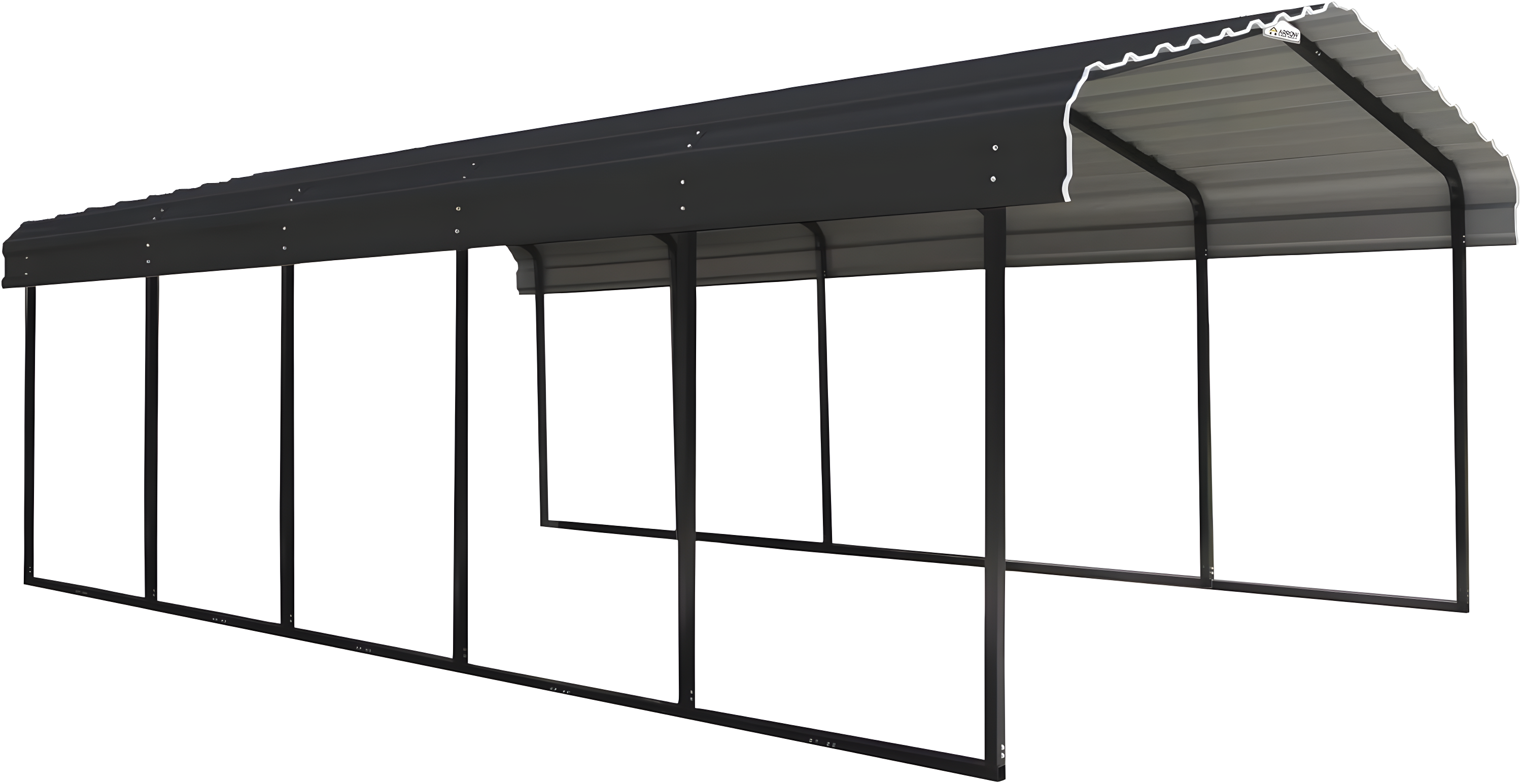 Arrow Steel Carport, Galvanized Black/Charcoal
